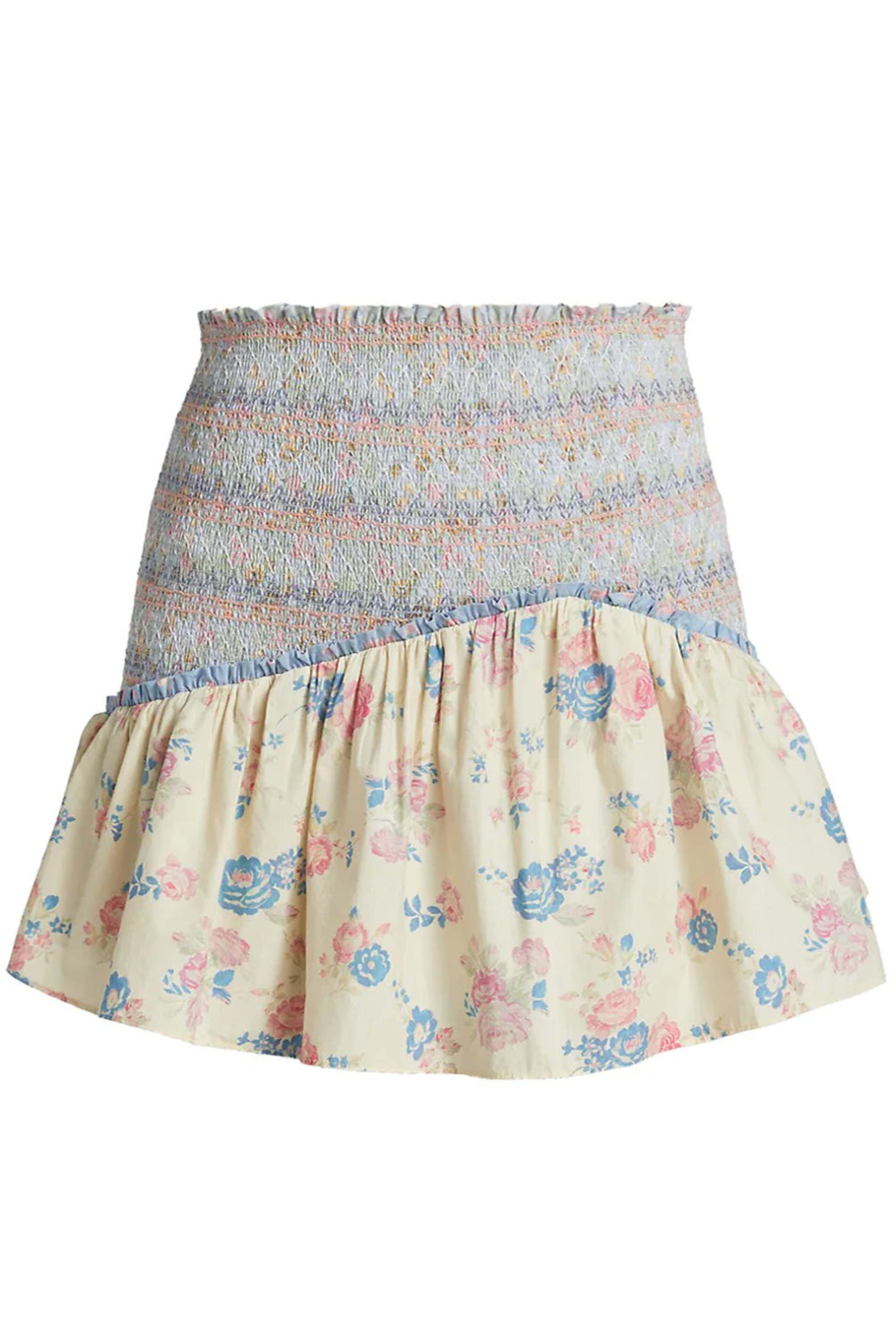 Loveshackfancy - Pastel Lemon Smocked Anguilla Mini Skirt