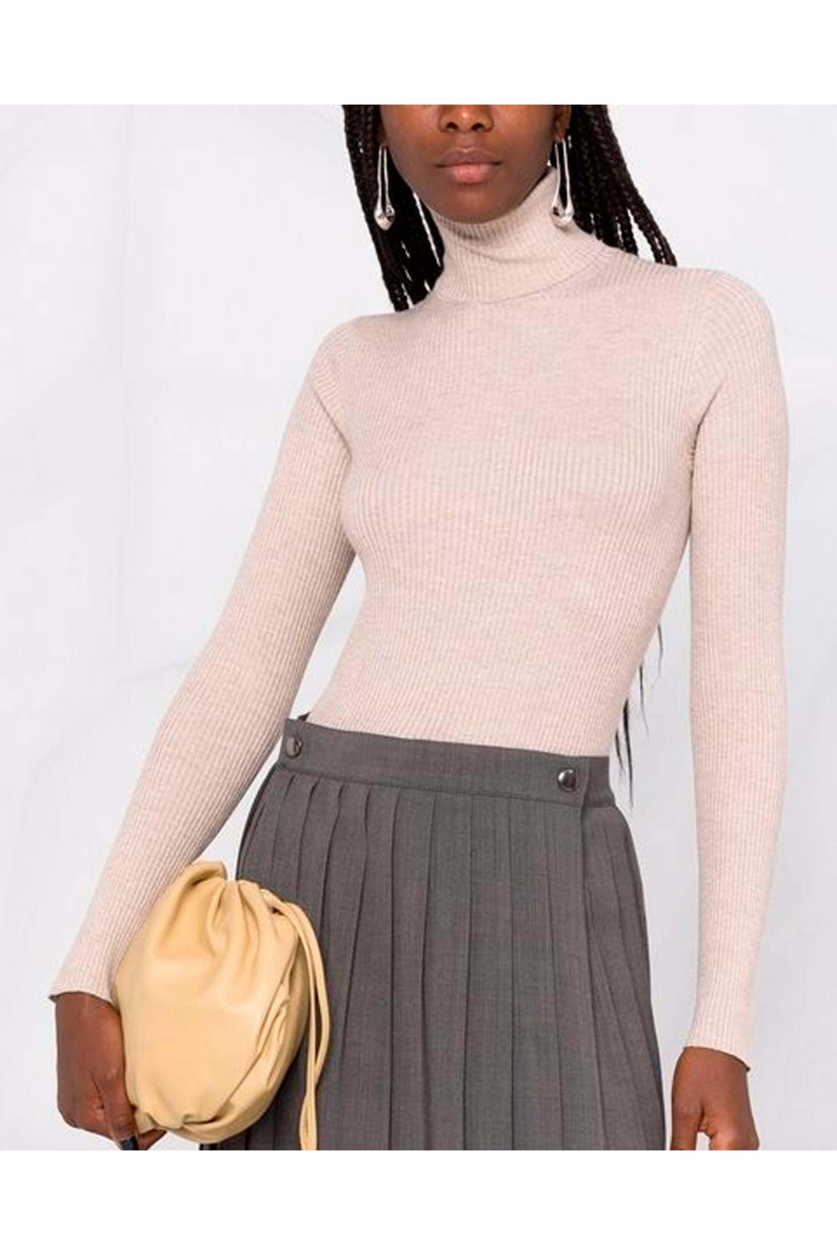 Brunello Cucinelli - Sand Ribbed Slim Fit Turtleneck Sweater