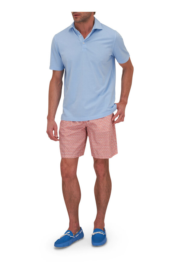 Fedeli - Light Blue Jersey Short Sleeve Polo