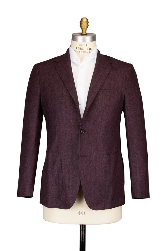Sartorio Aubergine Tonal Wool Sportcoat - view 2
