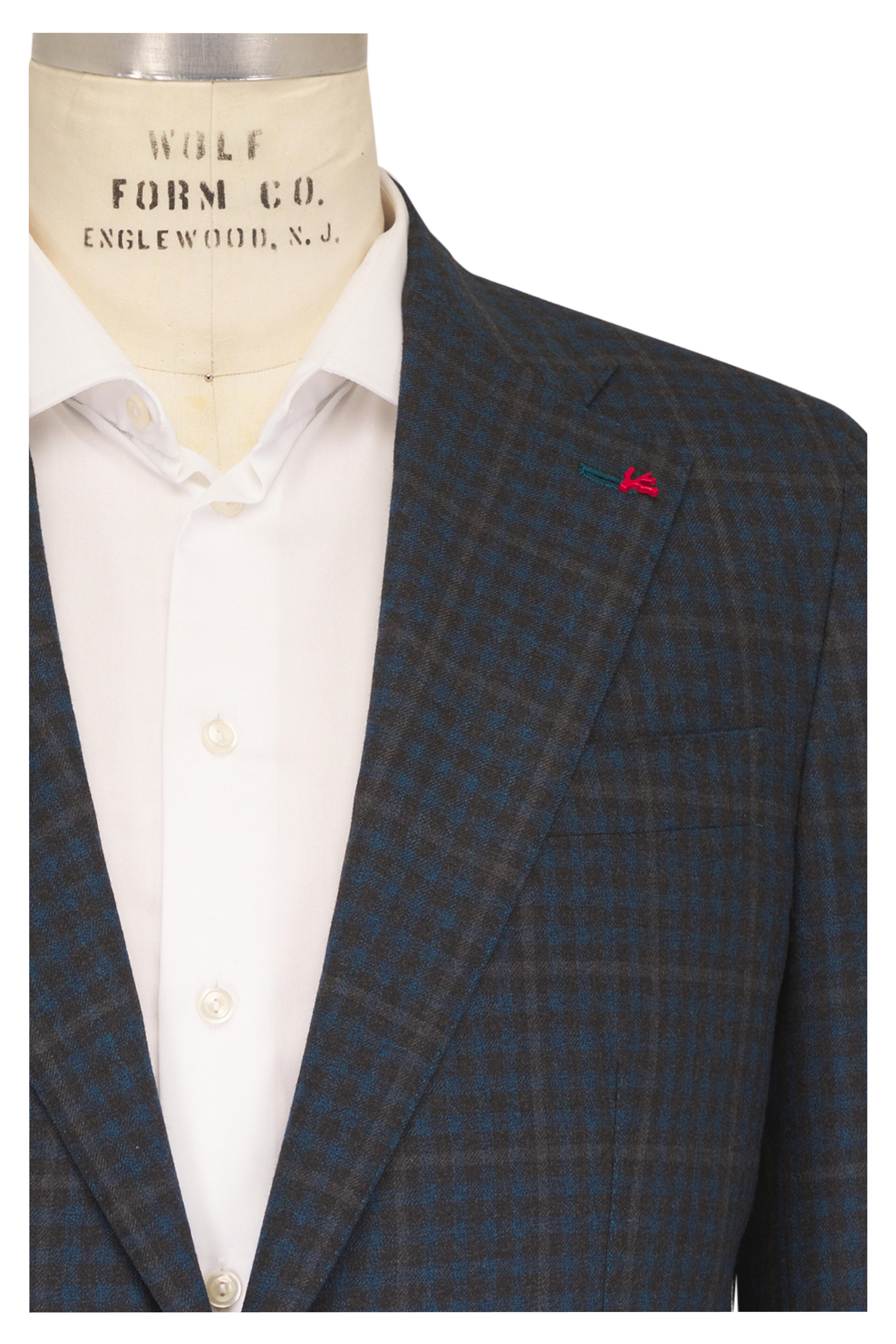 Isaia - Marechiaro Blue & Gray Check Wool Sportcoat - view 1