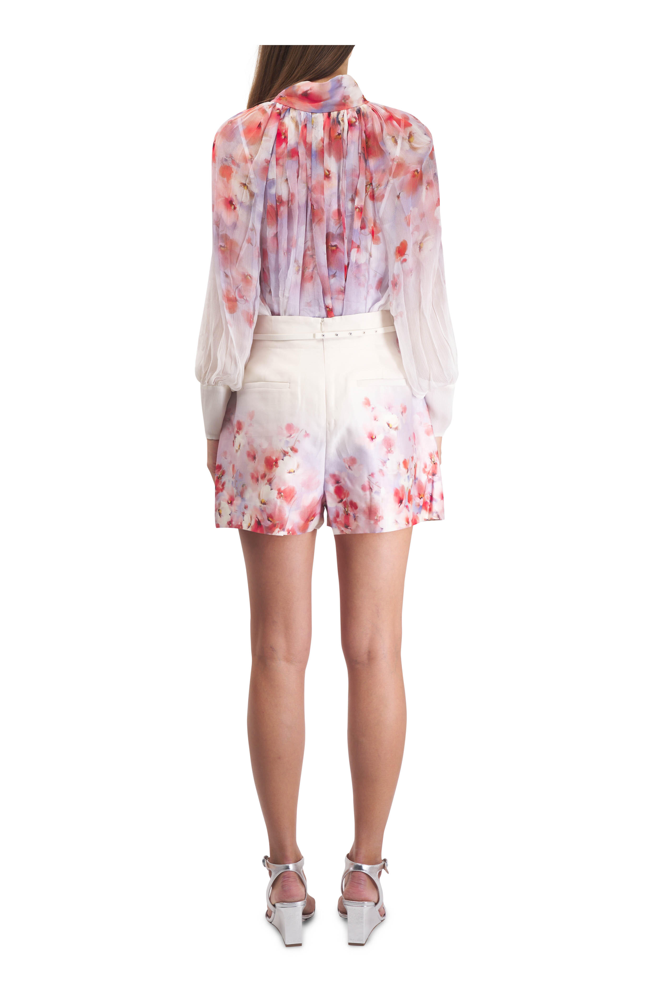 Zimmermann - Crush Scarlet Floral Flat Front Shorts