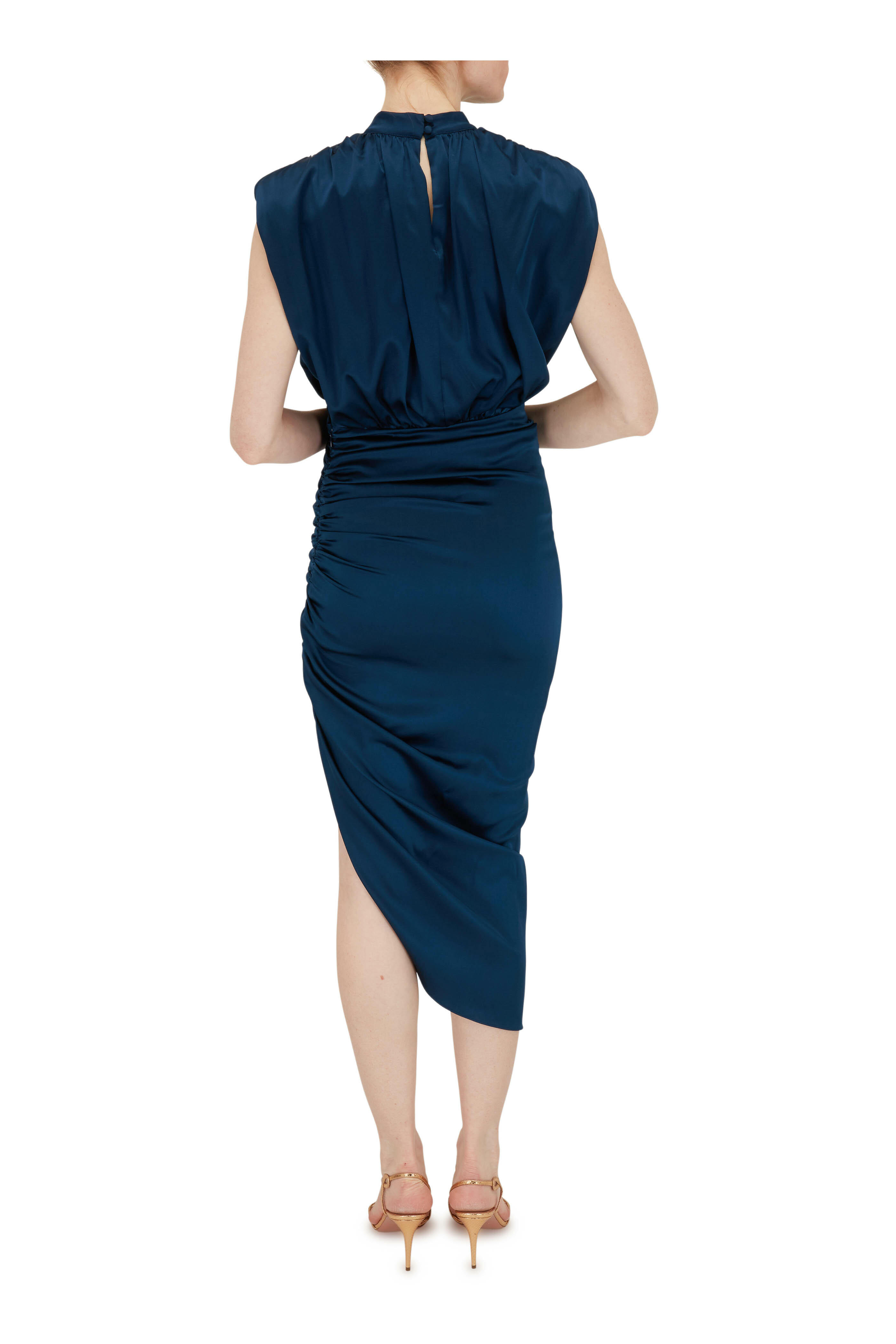 Veronica Beard - Kendall Ink Blue Stretch Silk Sleeveless Dress