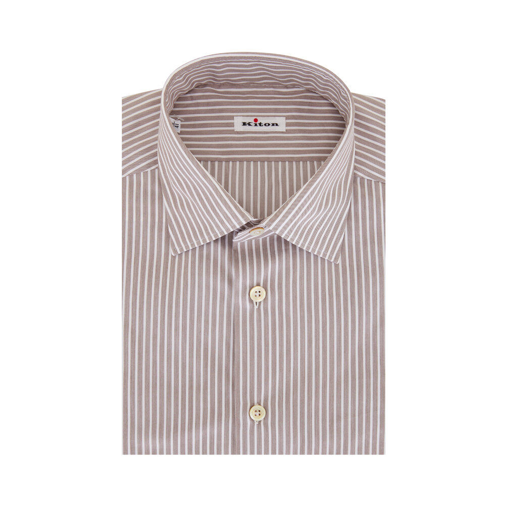 Kiton Brown Stripe Dress Shirt Mitchell Stores