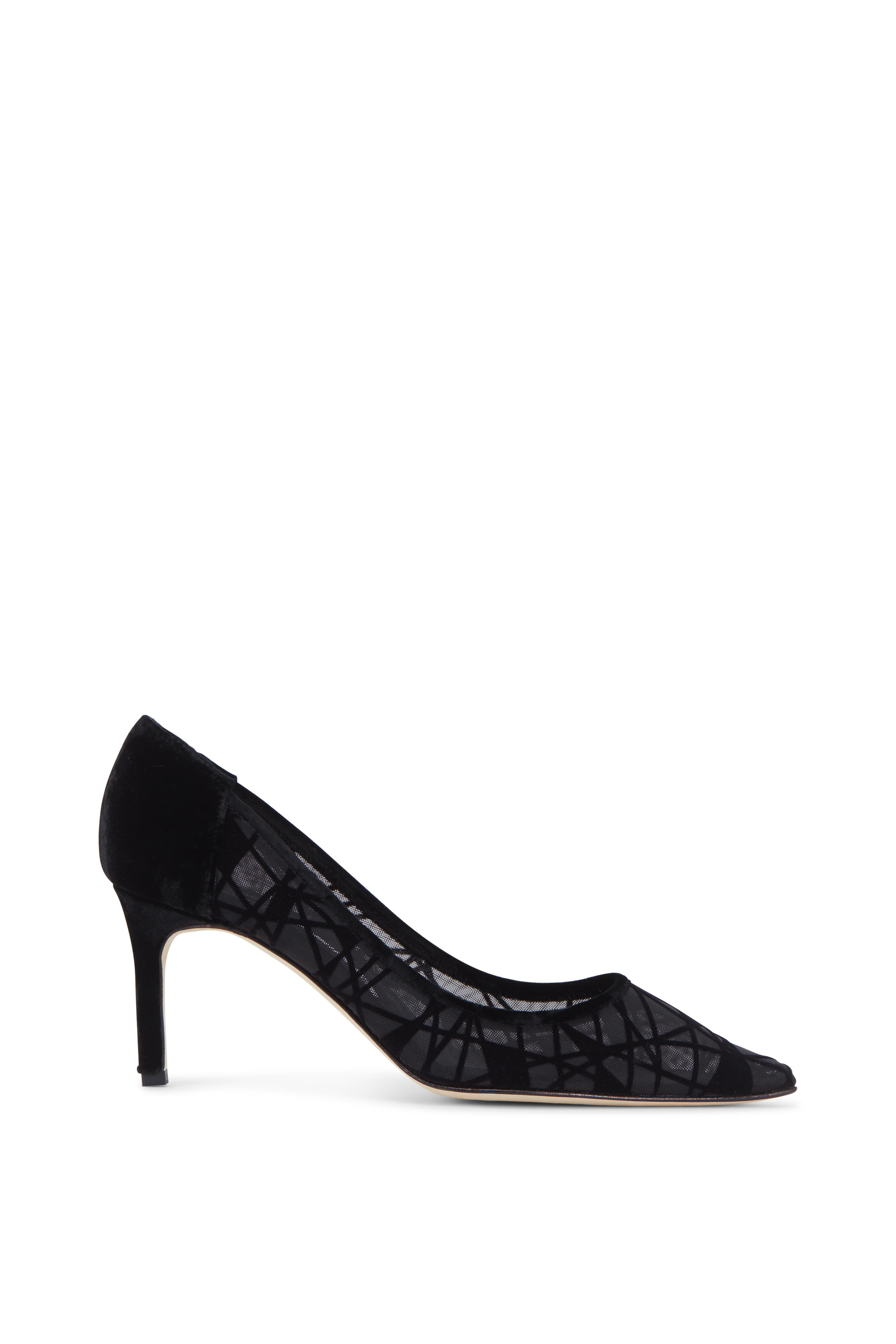 Manolo Blahnik - Lisa Picasso Velvet & Mesh Pump, 70mm
