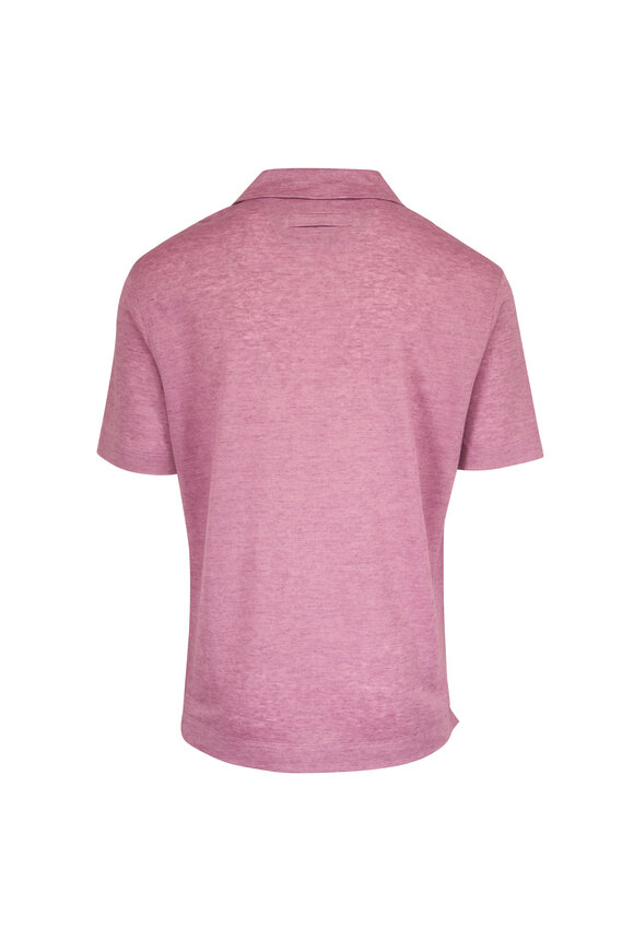 Zegna Oasi Pink Linen Polo - view 2
