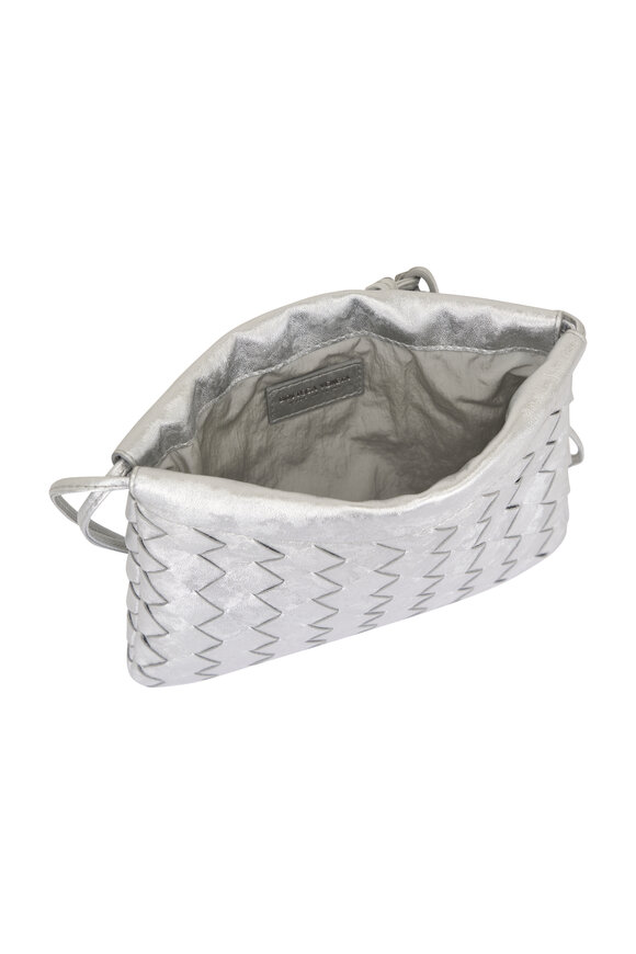 Bottega Veneta Small Dustbag Silver Intrecciato Leather Pouch - view 5