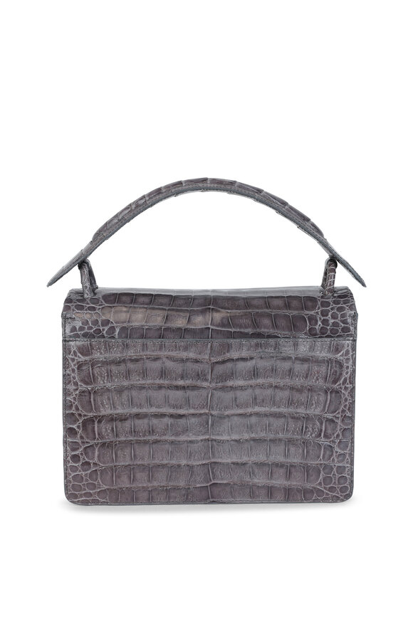 Nancy Gonzalez - Gray Crocodile Convertible Top Handle Bag 