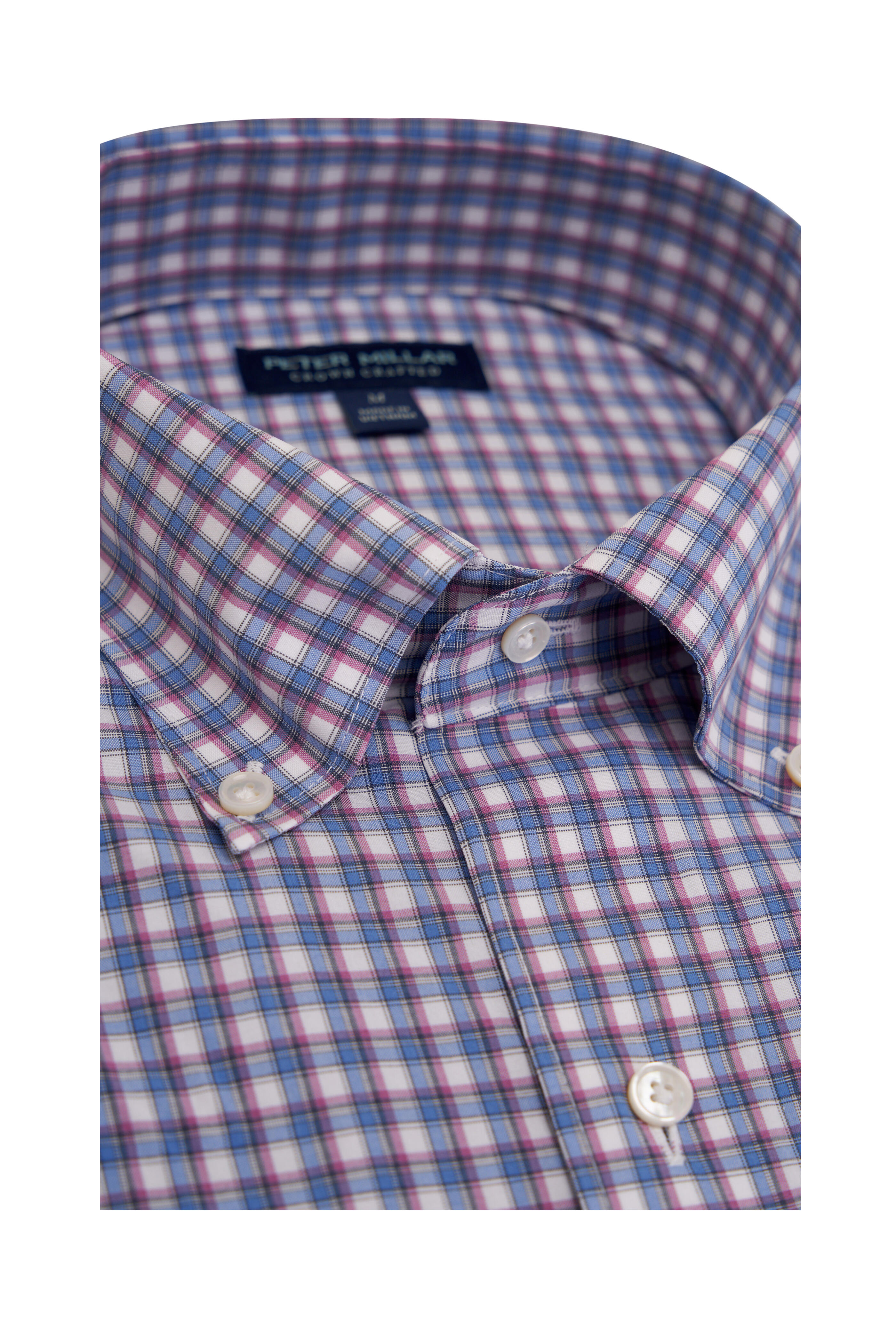 Peter Millar - Cole Dark Blue Poplin Check Sport Shirt