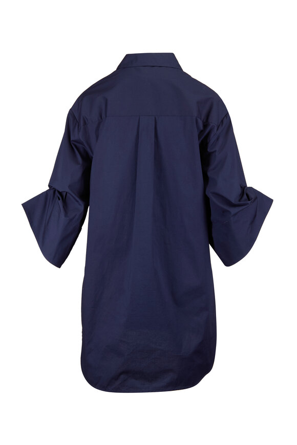 Staud Nico Navy Blue Mini Shirtdress - view 2