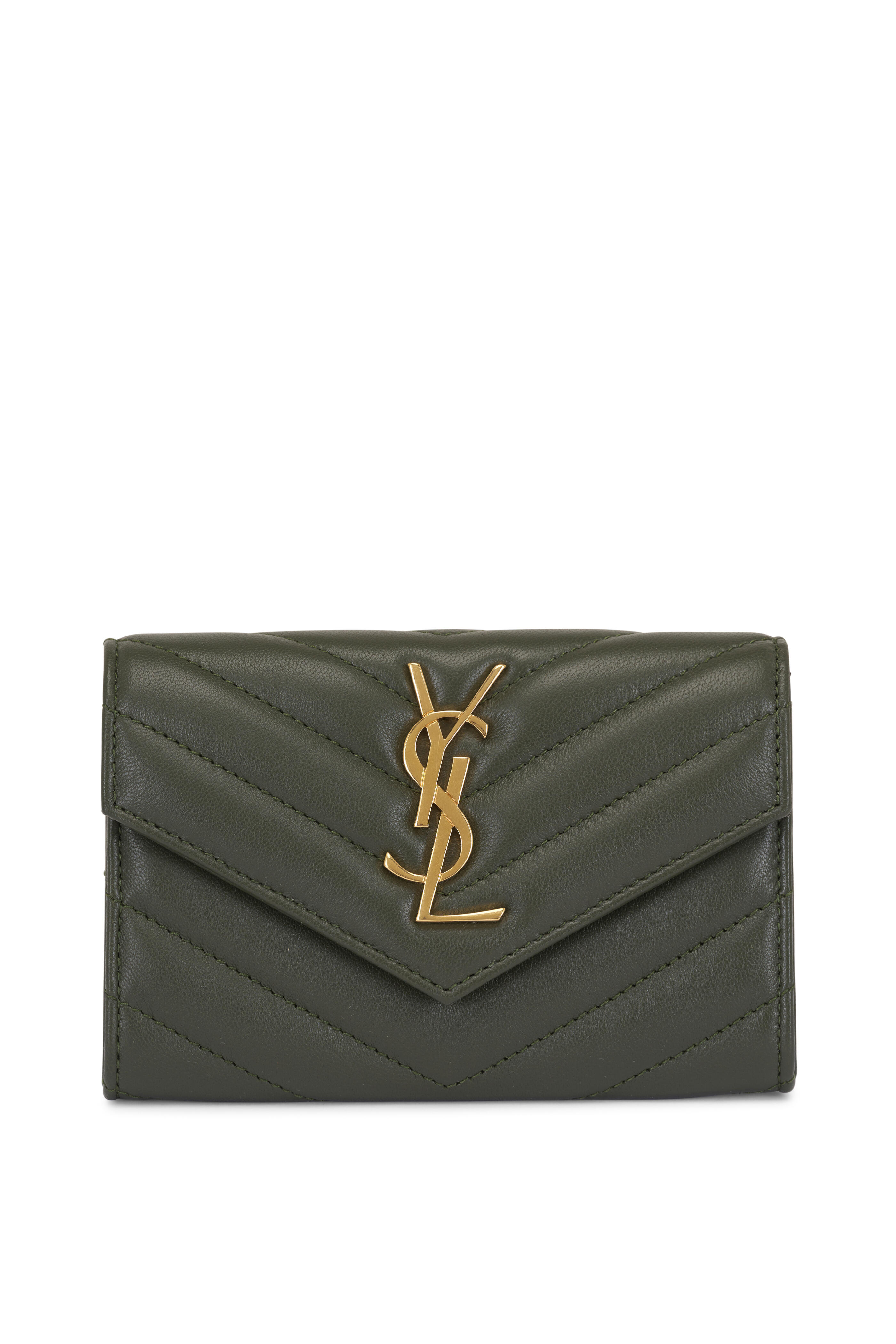 Saint Laurent - Olive Wood Cassandre Quilted Leather Wallet