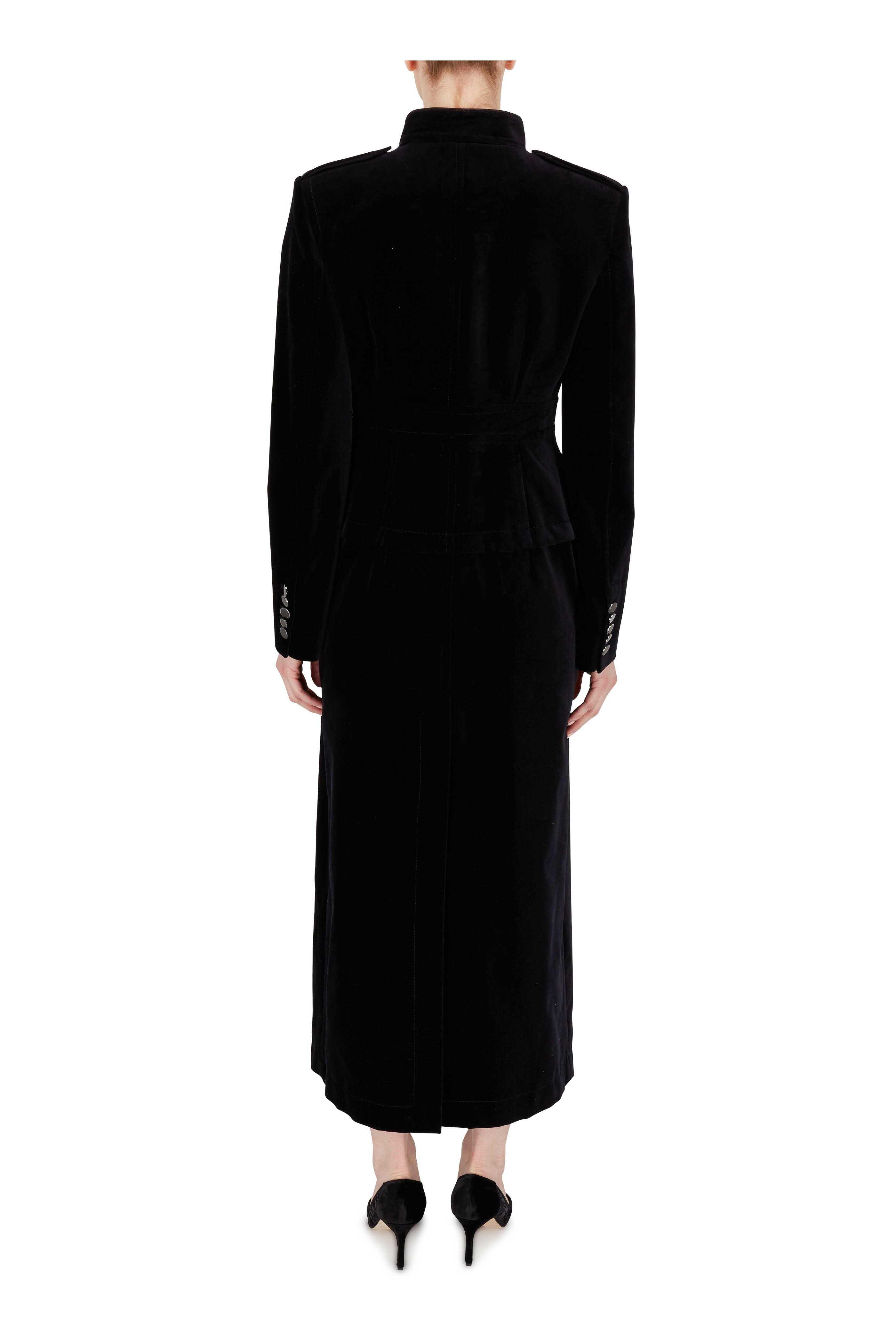 Tom Ford - Black Velvet Long Button Front Coat
