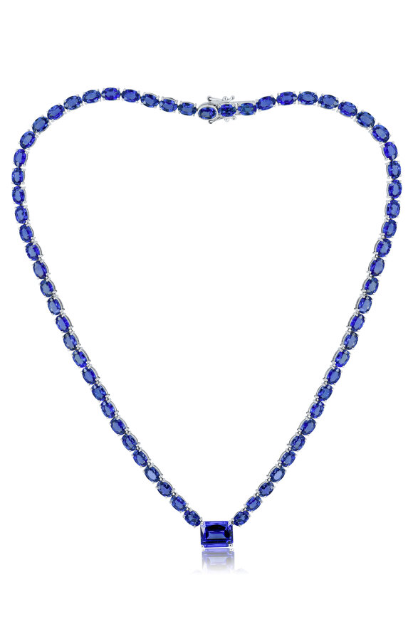 Sutra 18k White Gold Sapphire & Tanzanite Necklace