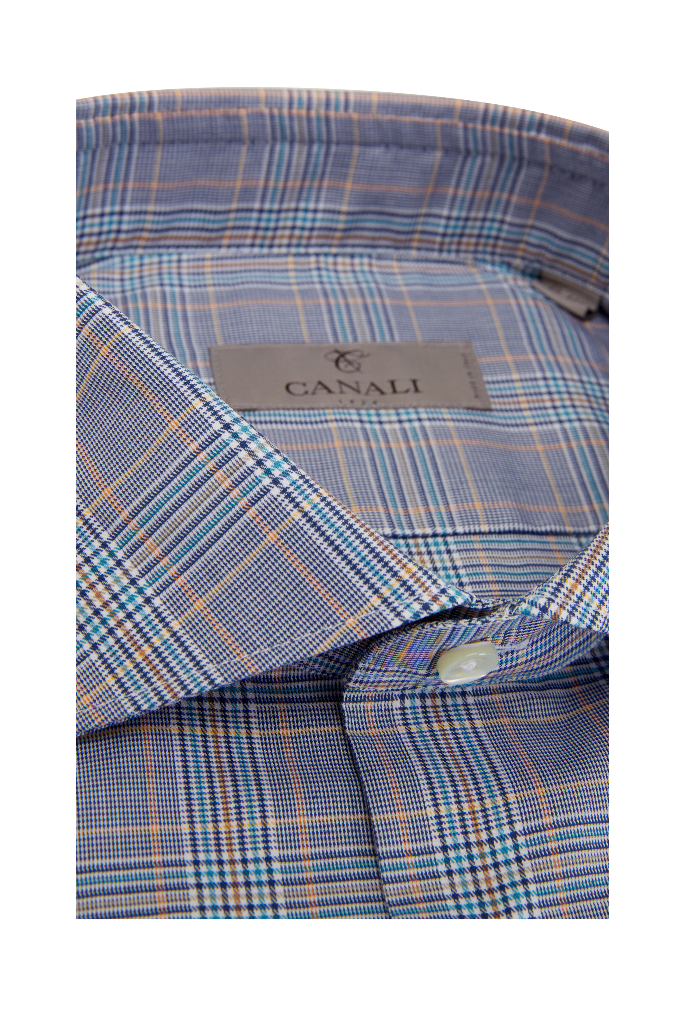 Canali - Blue Glen Plaid Dress Shirt | Mitchell Stores