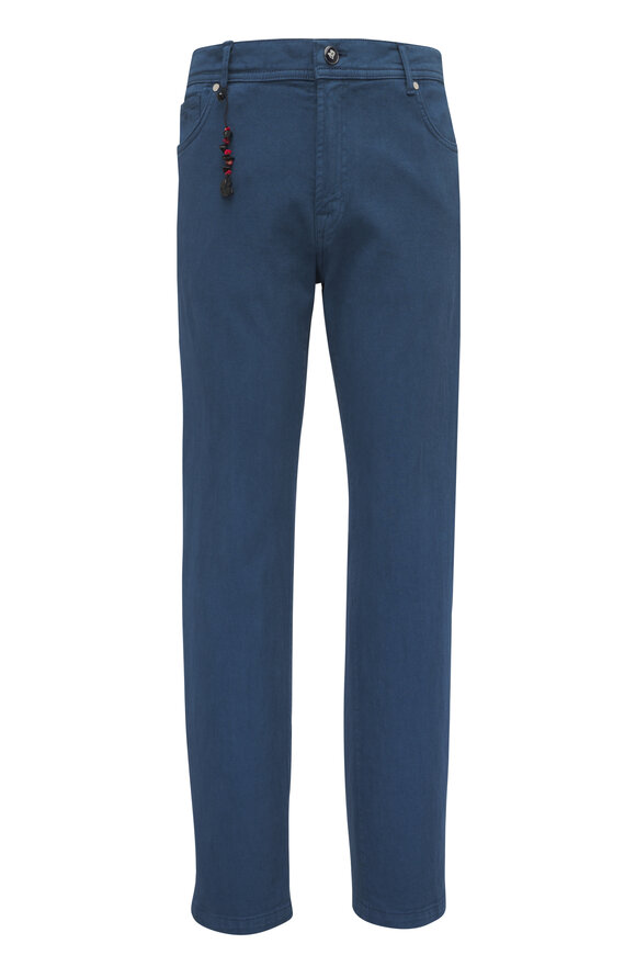 Marco Pescarolo Denim Blue Stretch Cotton Five Pocket Pant