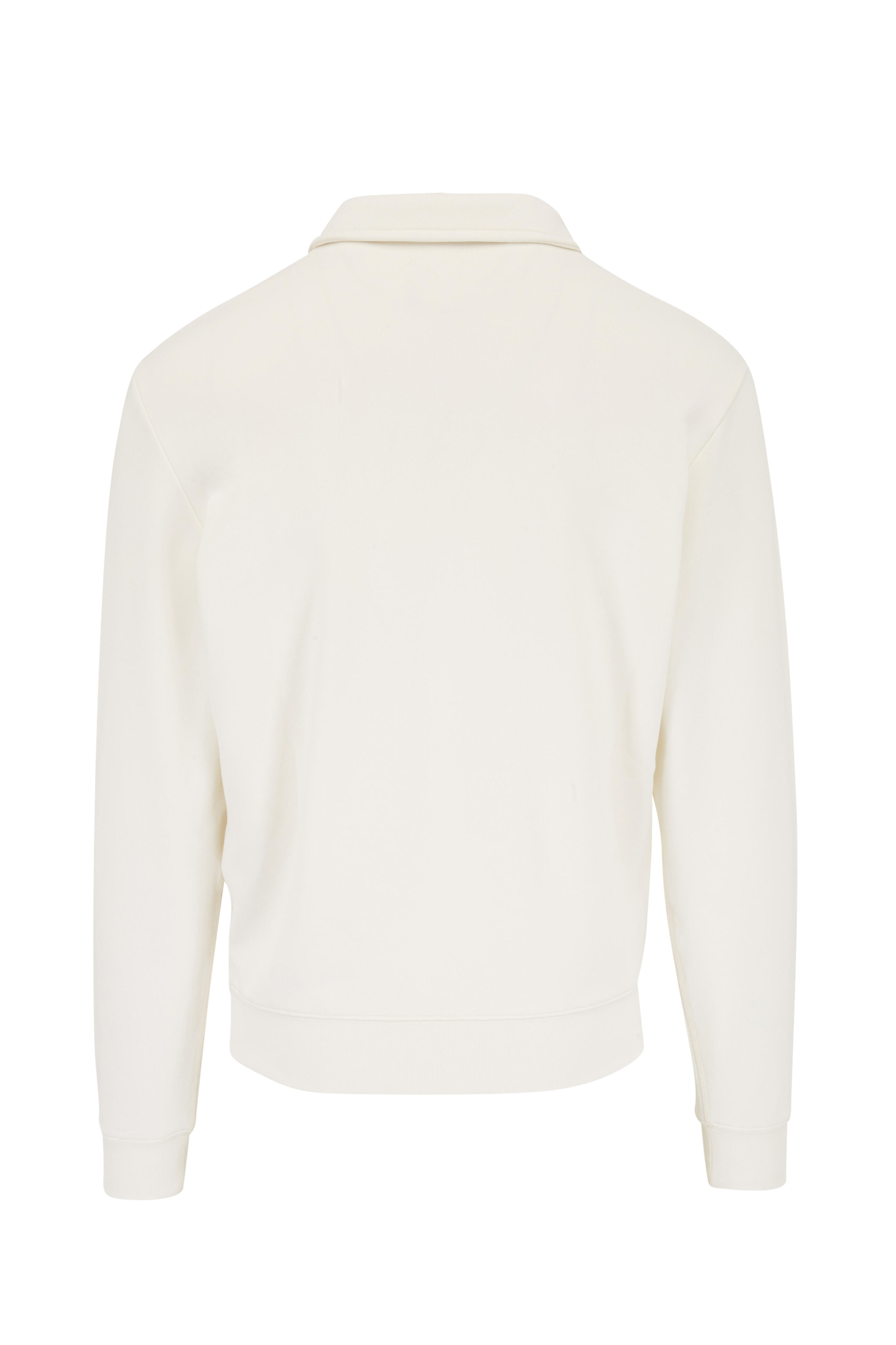 ニット・セーター TOM FORD FW25 Knitwear (KOL003 YMK069LB999) Tom Ford - White Jersey Quarter Zip Pullover | Mitchell Stores