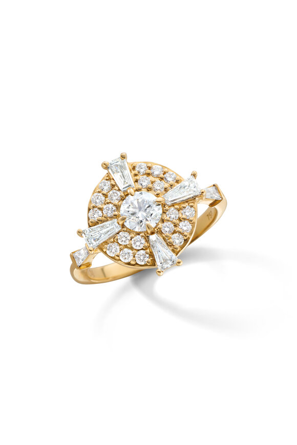 Monica Rich Kosann 18k Yellow Gold Center Round Diamond Ring - view 1