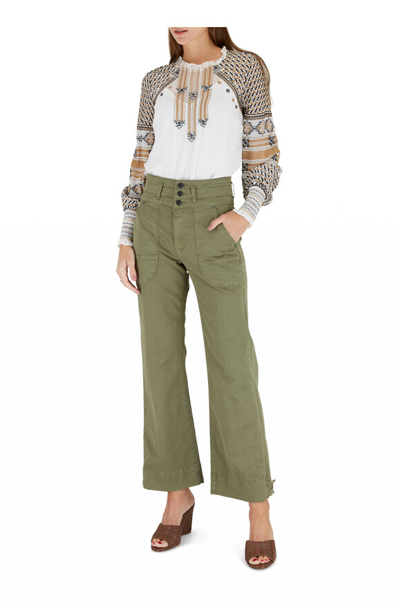 Veronica Beard - Marley Clover Green Ankle-Tab Pant