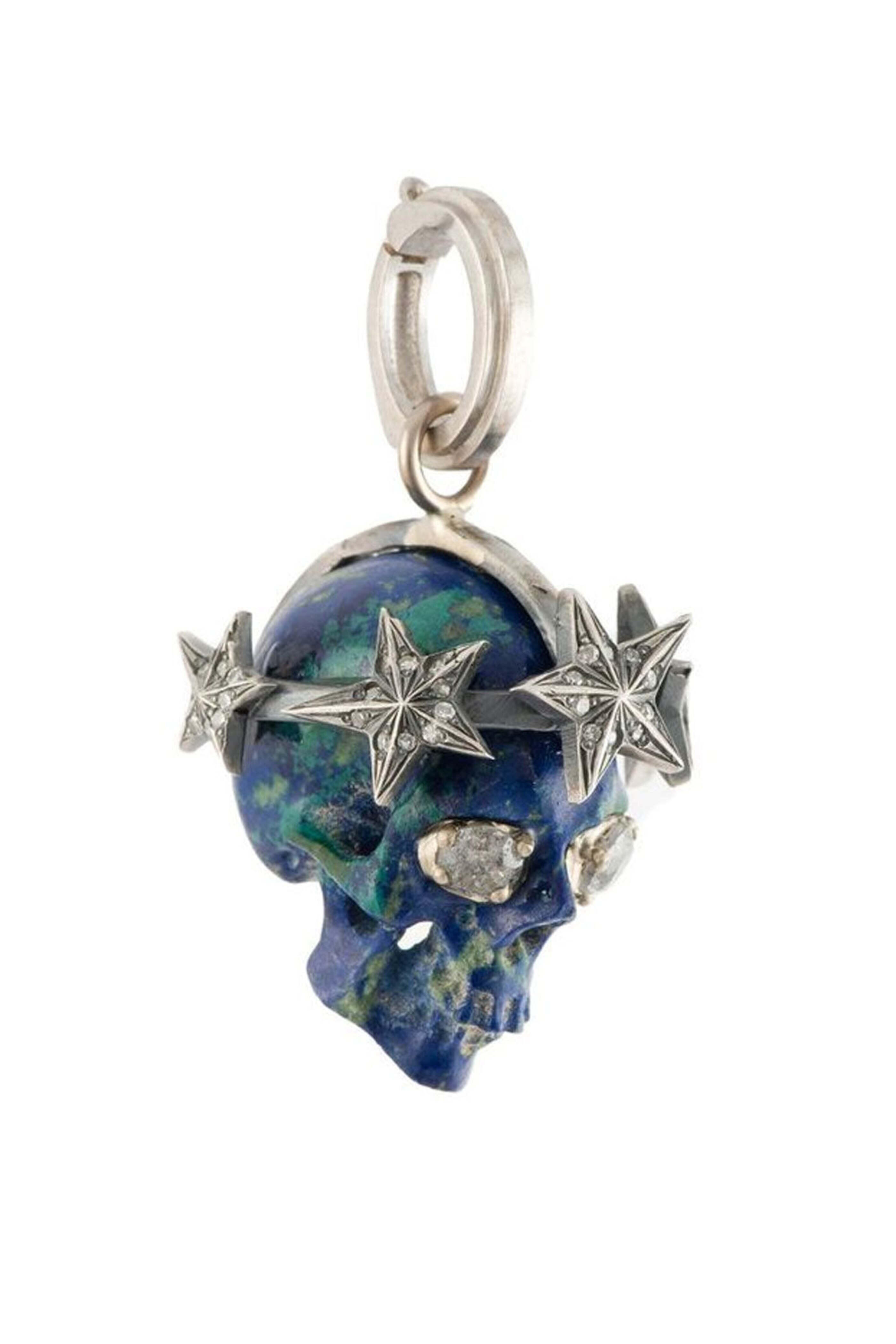 Sylva & Cie - Grey Diamond and Lapis Super Star Skull Pendant