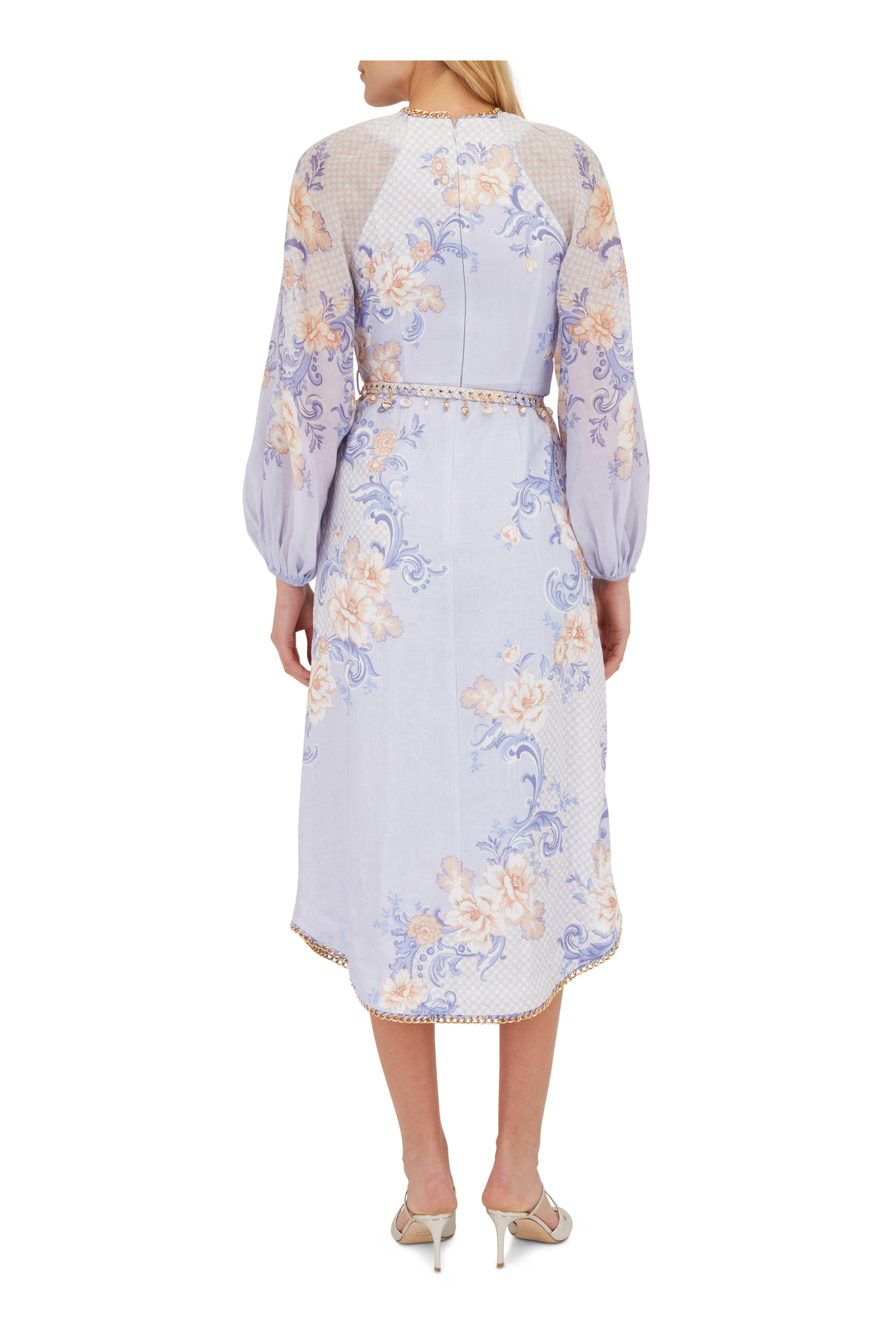 Zimmermann - Postcard Swirl Floral Blue Midi Dress