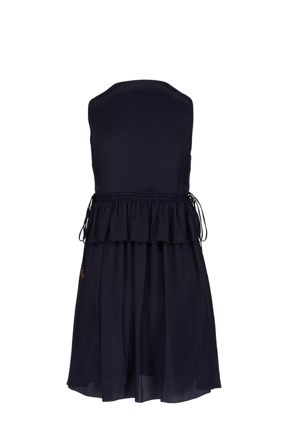 See by Chloé - Navy Ruffled Sleeveless Dress