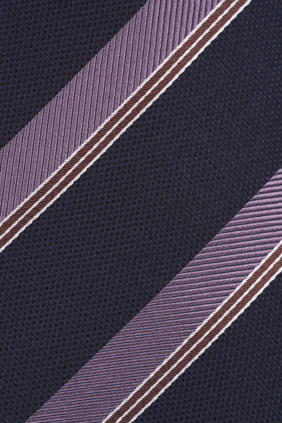 Brioni Midnight Stripe Jacquard Silk Necktie - view 2