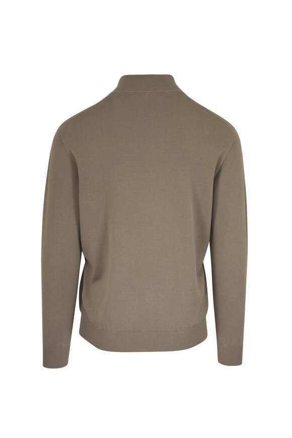 Atelier Munro Olive Cotton Full Zip Sweater - view 2