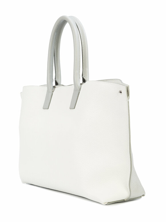 Akris - White & Silver Small Leather Top Handle