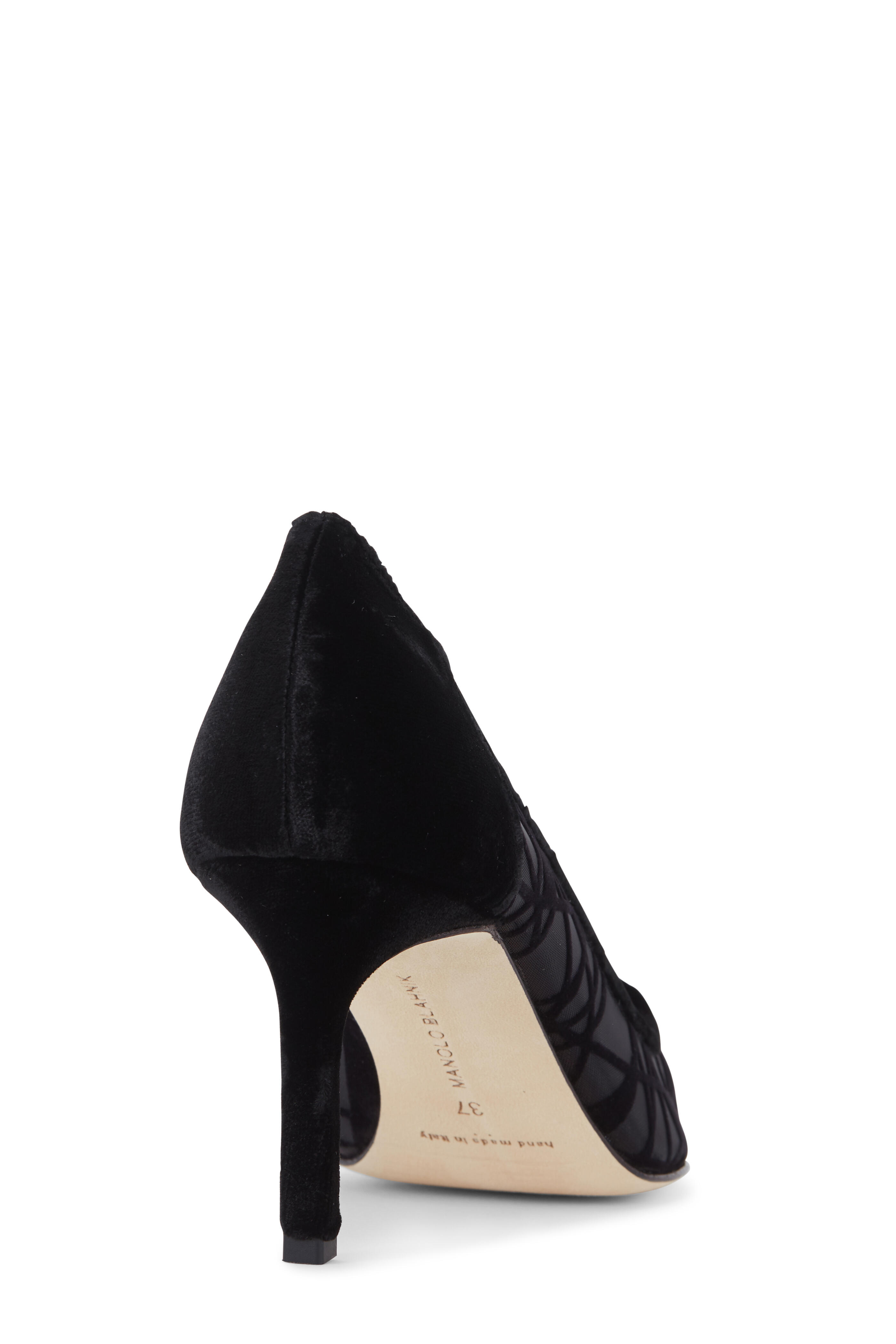 Manolo Blahnik - Lisa Picasso Velvet & Mesh Pump, 70mm