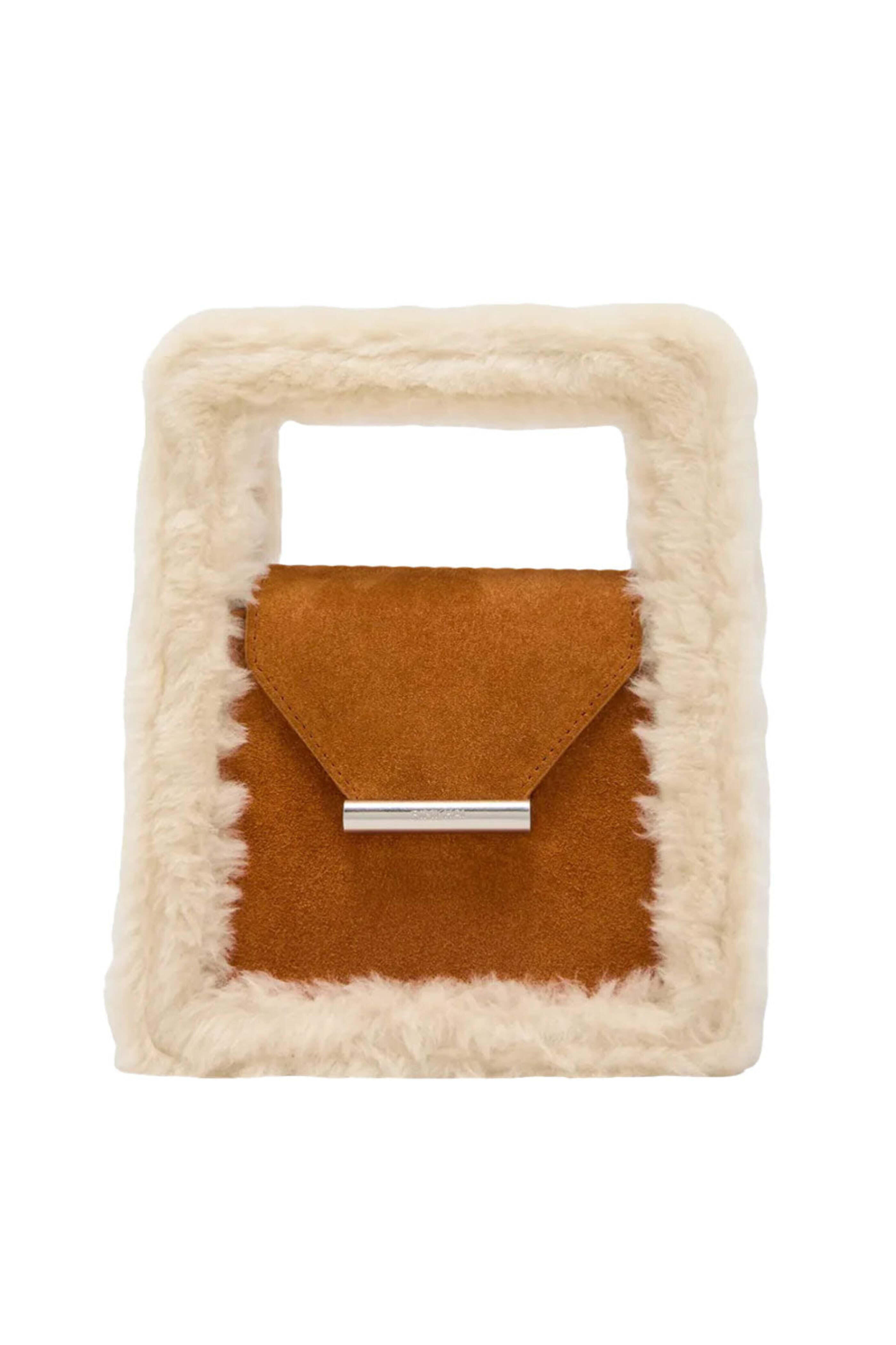 Simkhai - Beau Mini Shearling Box Crossbody Bag in Toffee
