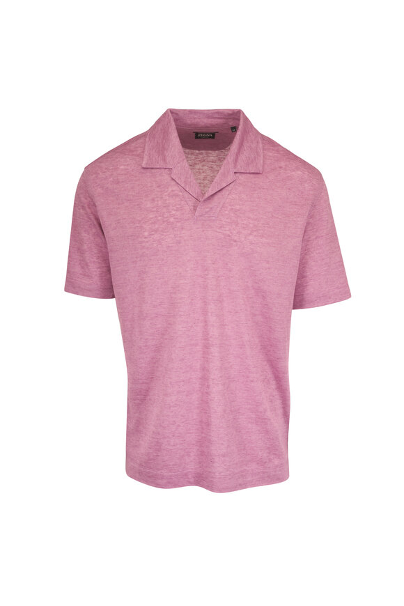 Zegna Oasi Pink Linen Polo - view 1