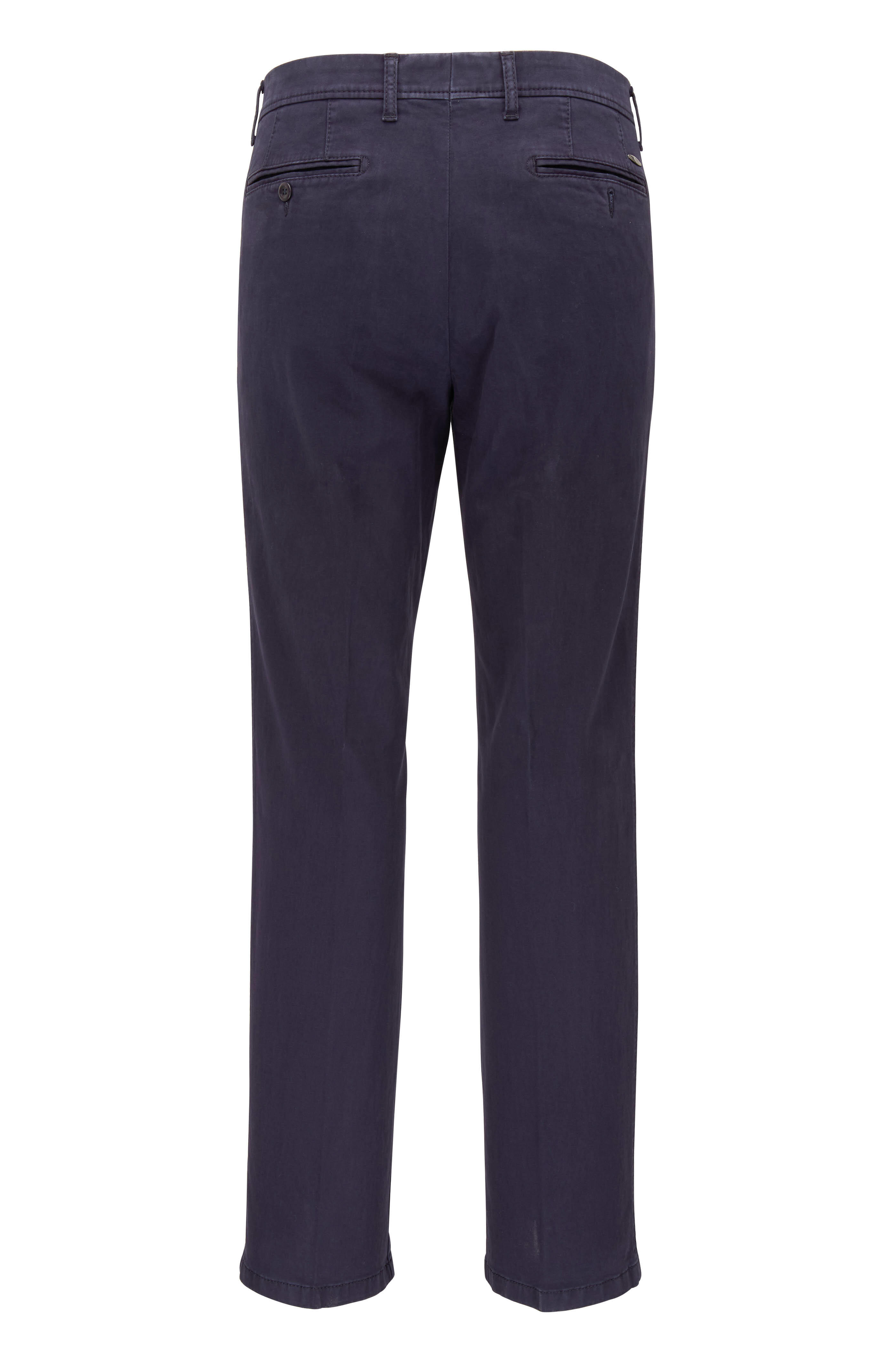 Brax - Evans Navy Brushed Cotton Flat Front Pant