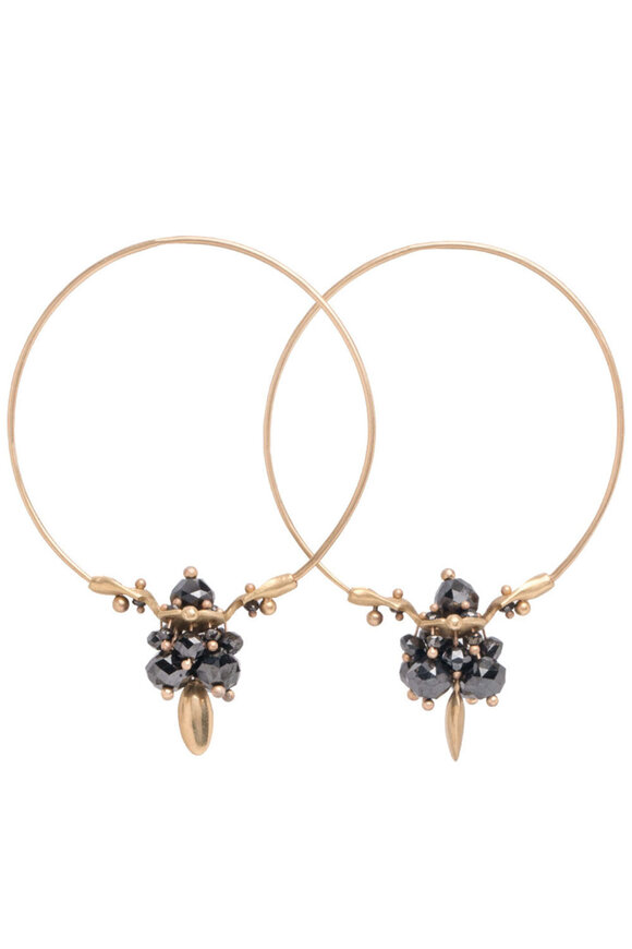 Ted Muehling Black Diamond Cluster Hoop Earrings - view 1
