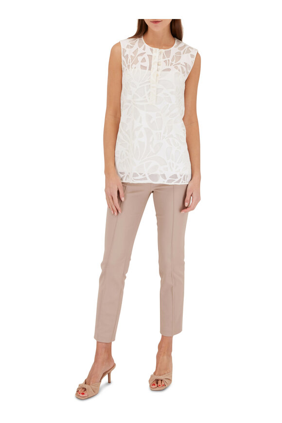 Akris Punto - Exclusively Ours! Cream Cutout Leaves Blouse