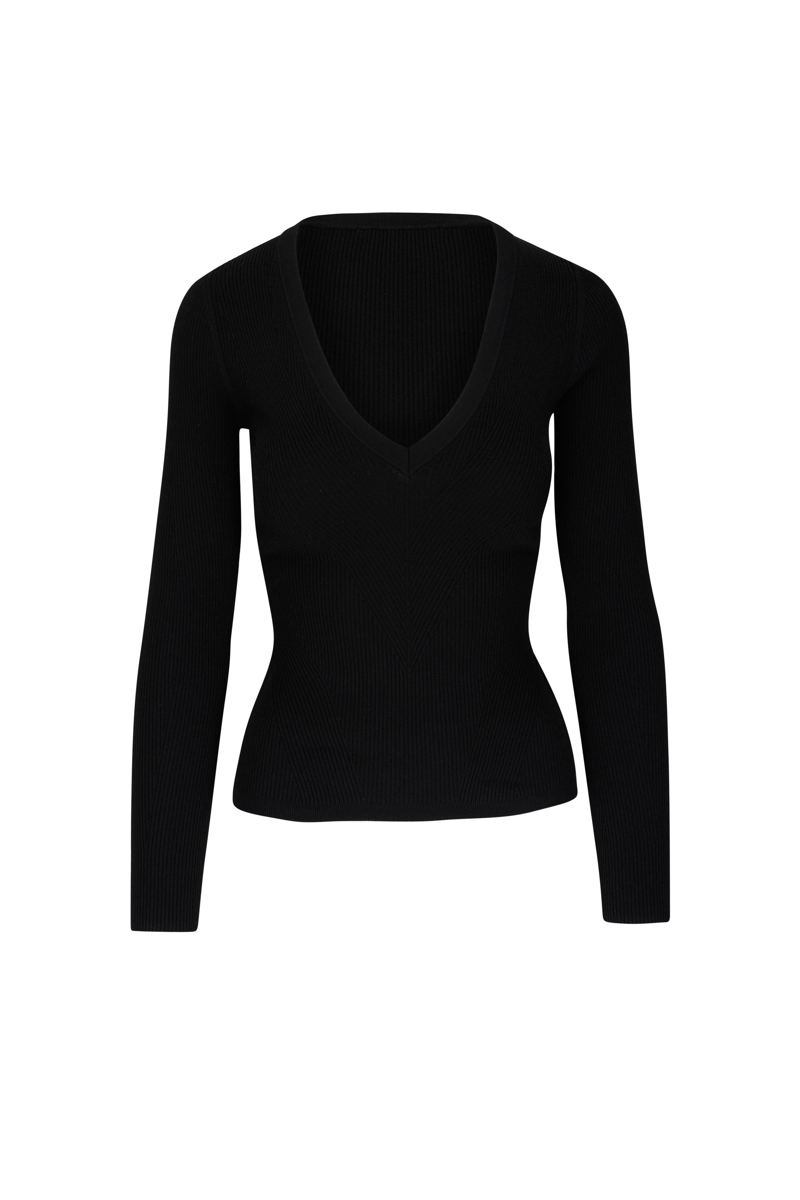 Veronica Beard - Callie Black Diagonal Ribbed Sweater