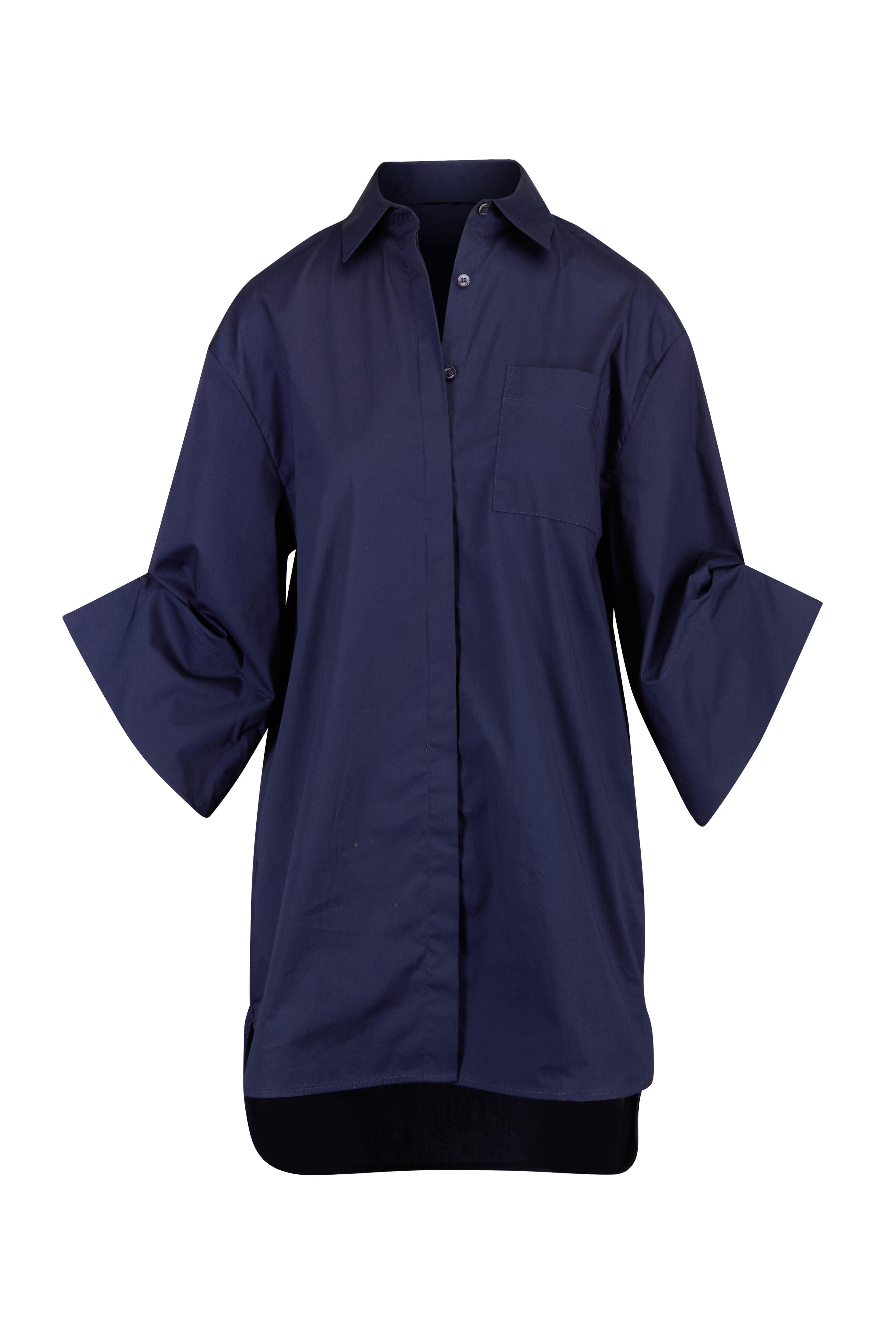 Staud - Nico Navy Blue Mini Shirtdress - view 1