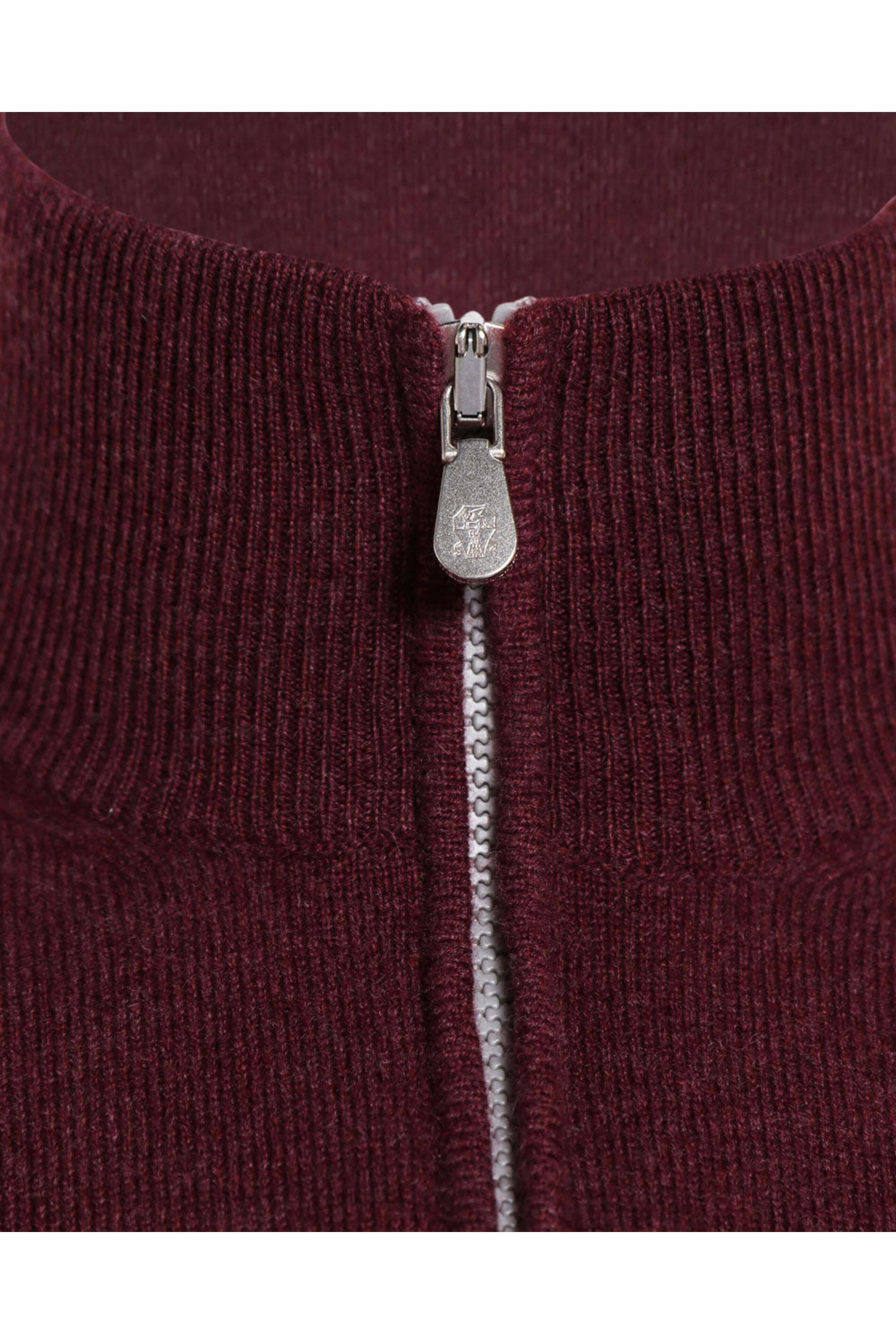 Brunello Cucinelli - Burgundy Cashmere Quarter Zip Sweater