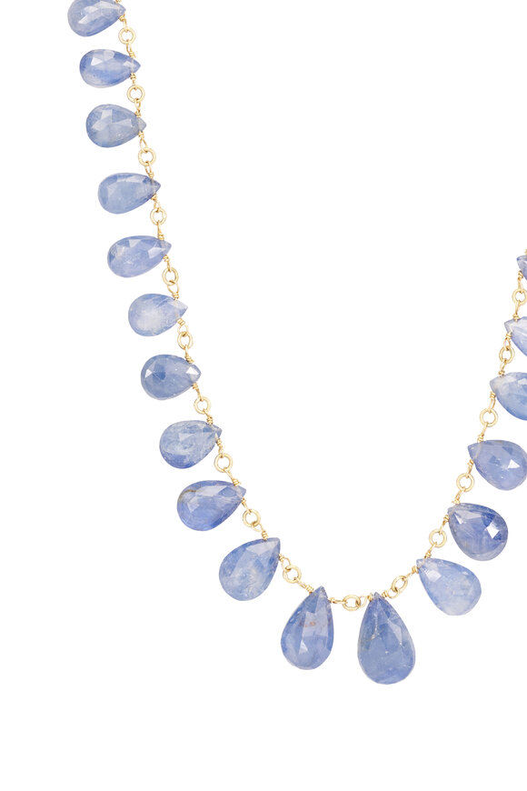 Renee Lewis 18k Yellow Gold Antique Blue Sapphire Necklace - view 2