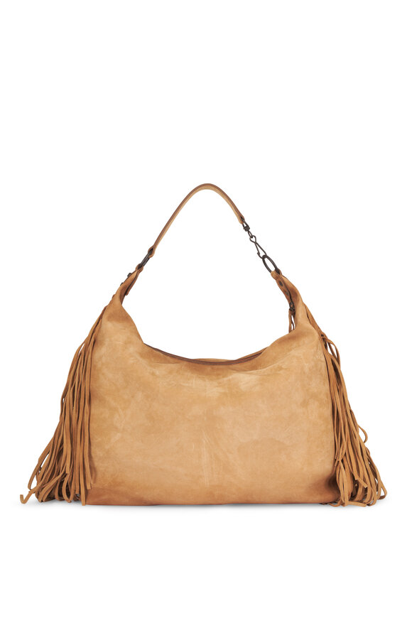 Balenciaga Le City Camel Fringed Suede Hobo Bag - view 3