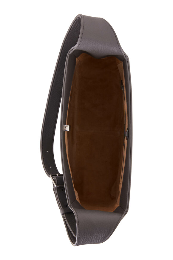 The Row Piper Charcoal Leather Shoulder Bag - view 4