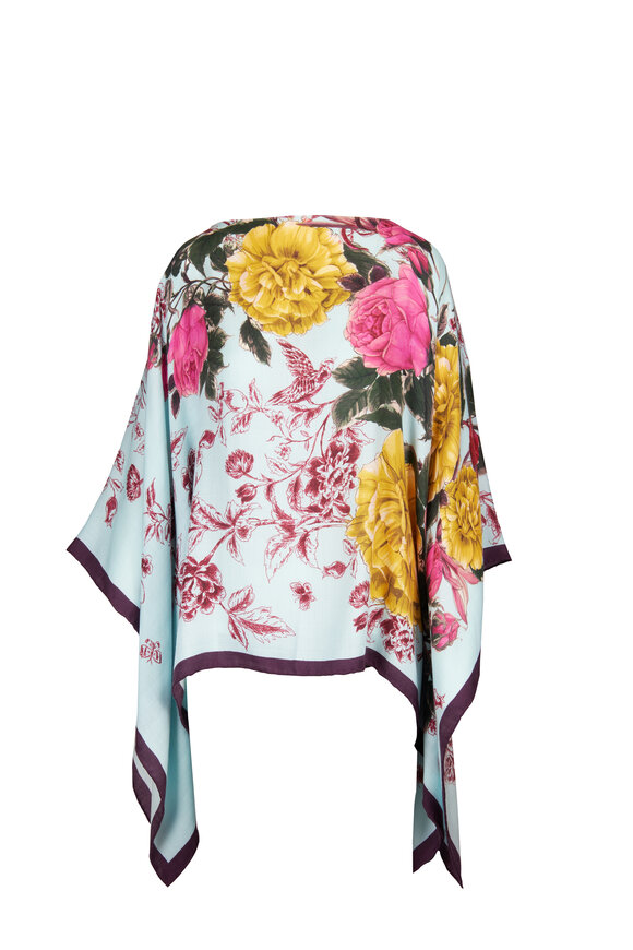 Rani Arabella Floral Baby Blue Printed Poncho - view 1