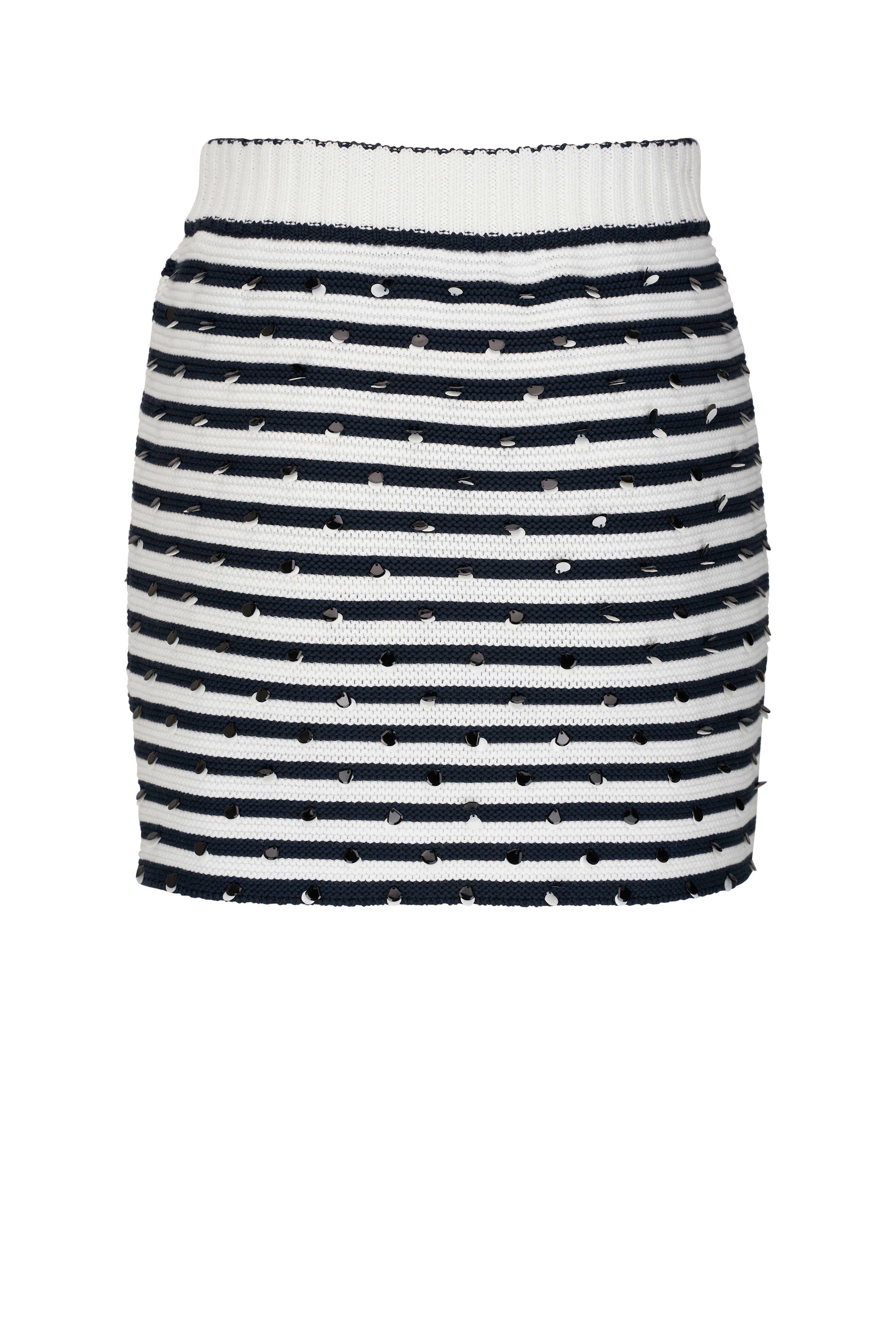siv suspendere Tradition Valentino - Navy & White Stripe Cotton Paillette Mini Skirt