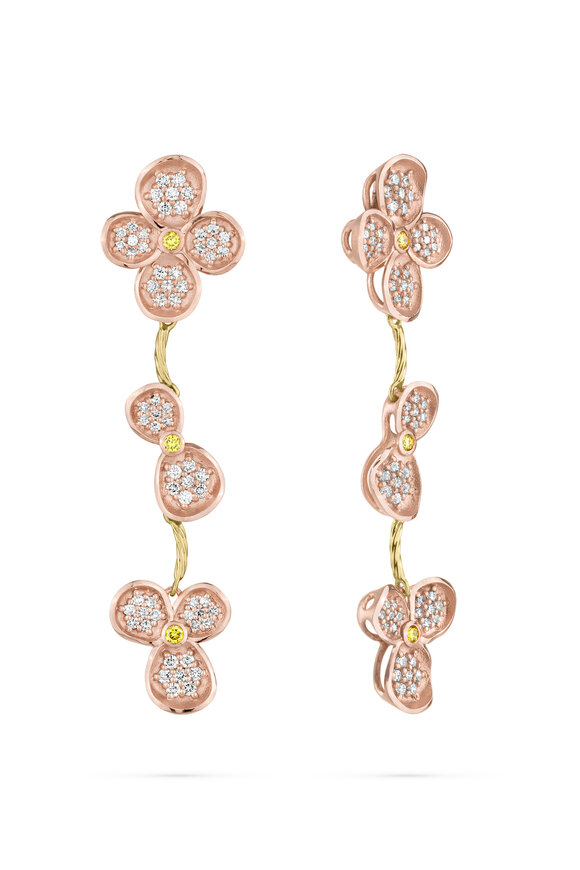 Paul Morelli 18k Rose Gold Forget Me Not Diamond Drop Earring