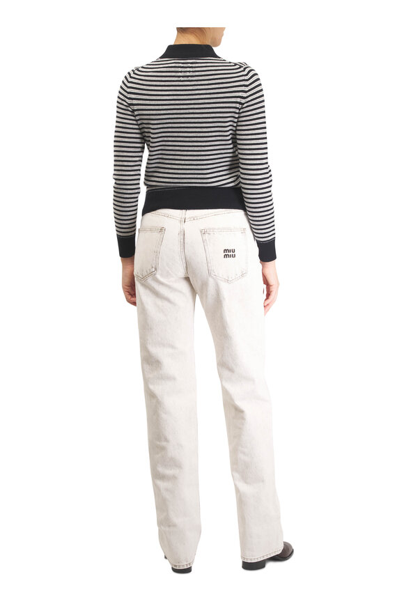 Nili Lotan Prescott Dark Navy Stripe Cashmere Polo - view 4