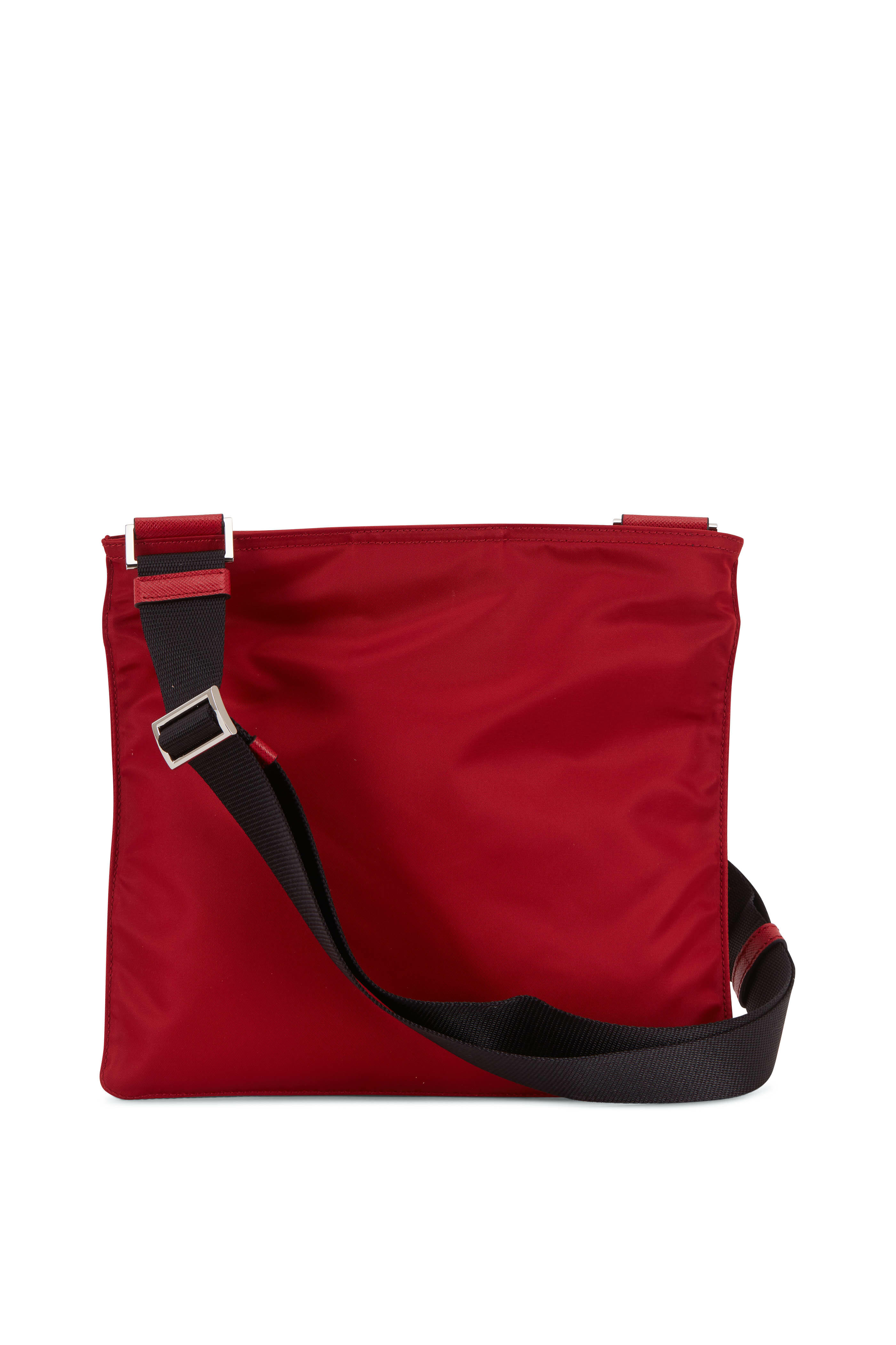 Prada - Dark Red Tessuto Flat Crossbody Bag