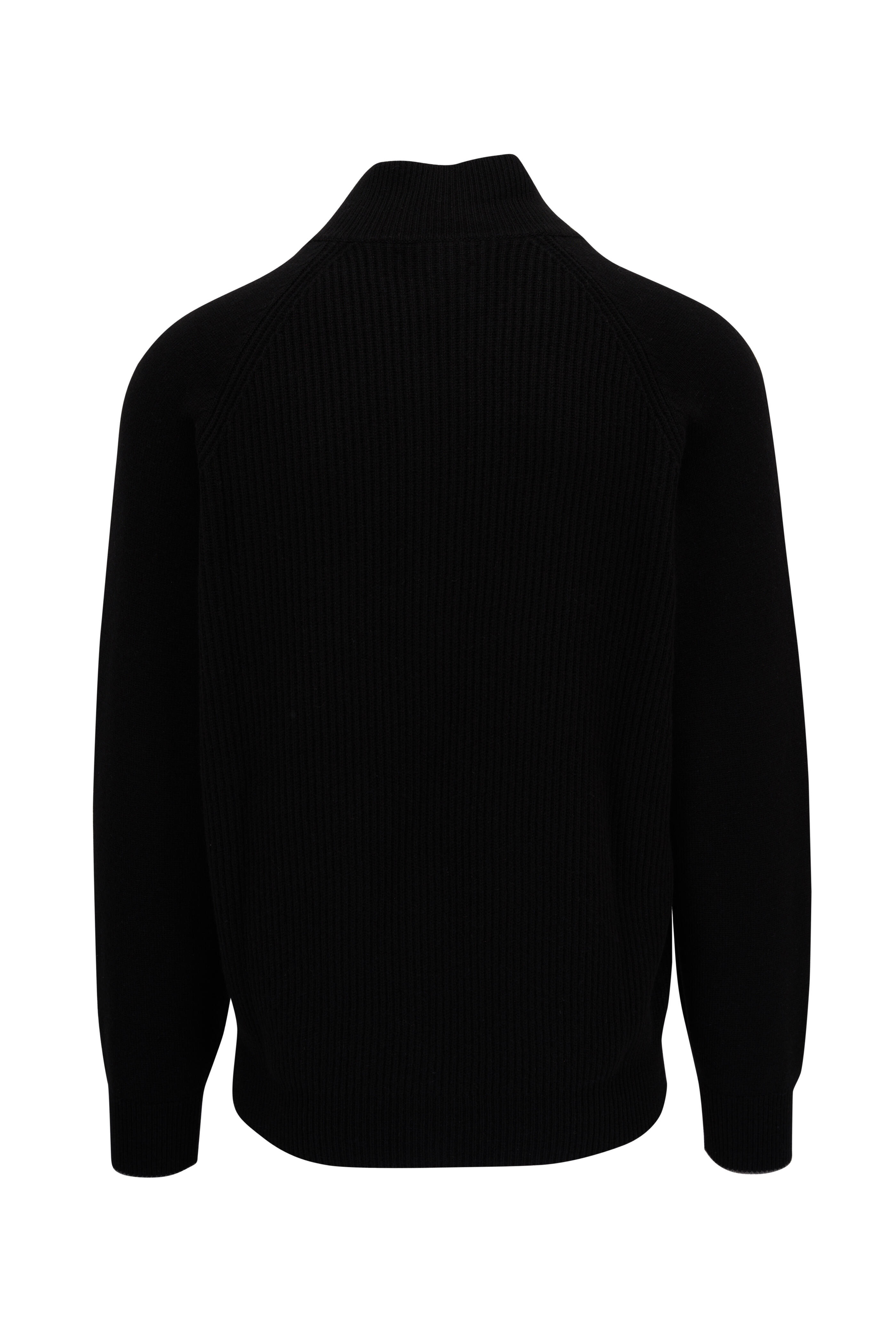 Brunello Cucinelli - Black Ribbed Knit Cashmere Sweater