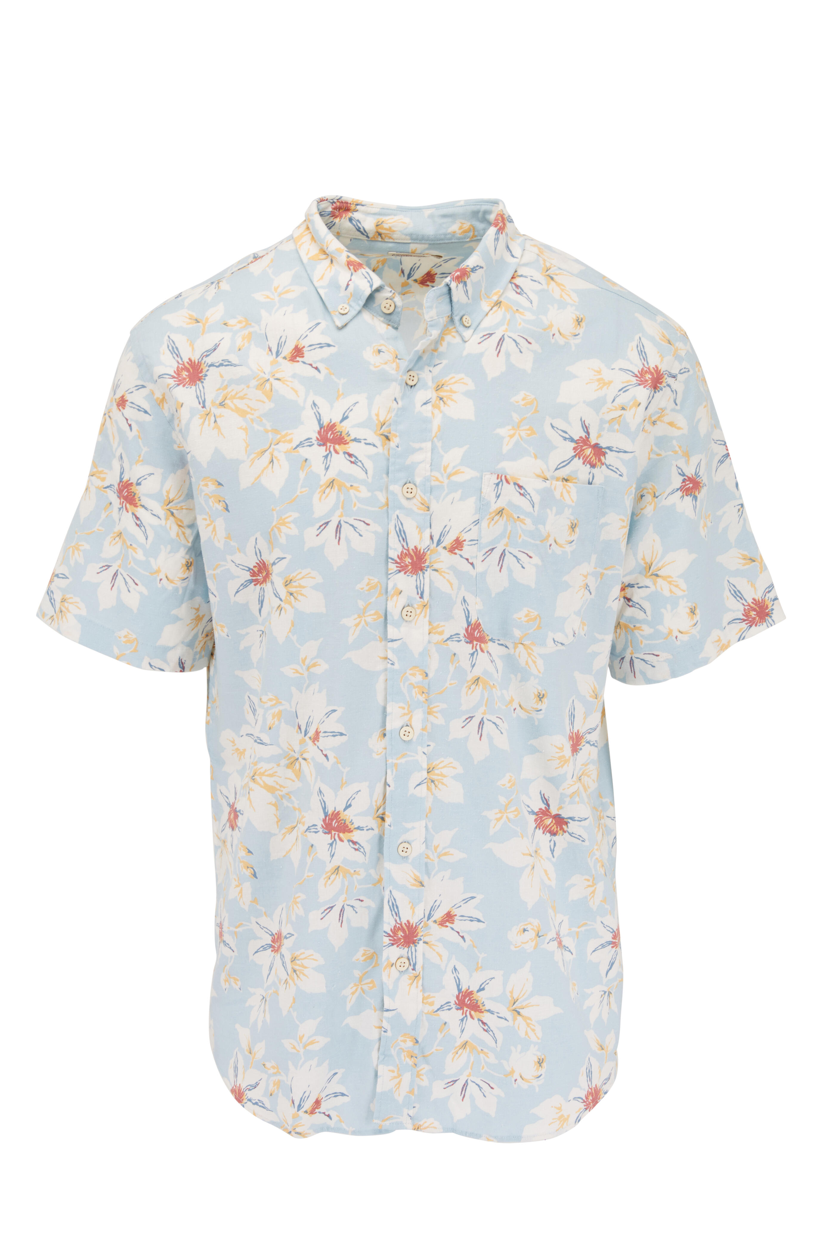 Faherty Brand - Blue Sky Floral Print Short Sleeve Breeze Shirt