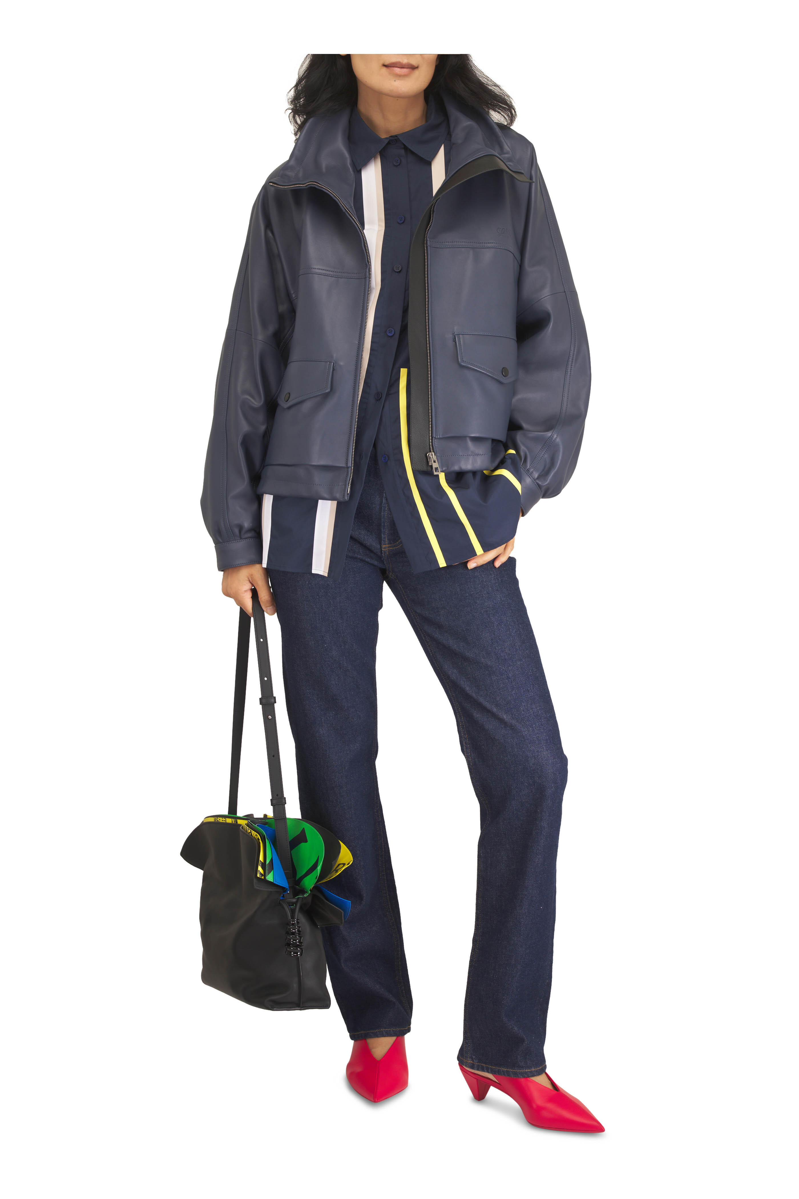 Loewe - Multicolor Stripe Cotton Poplin Patchwork Shirt - view 2