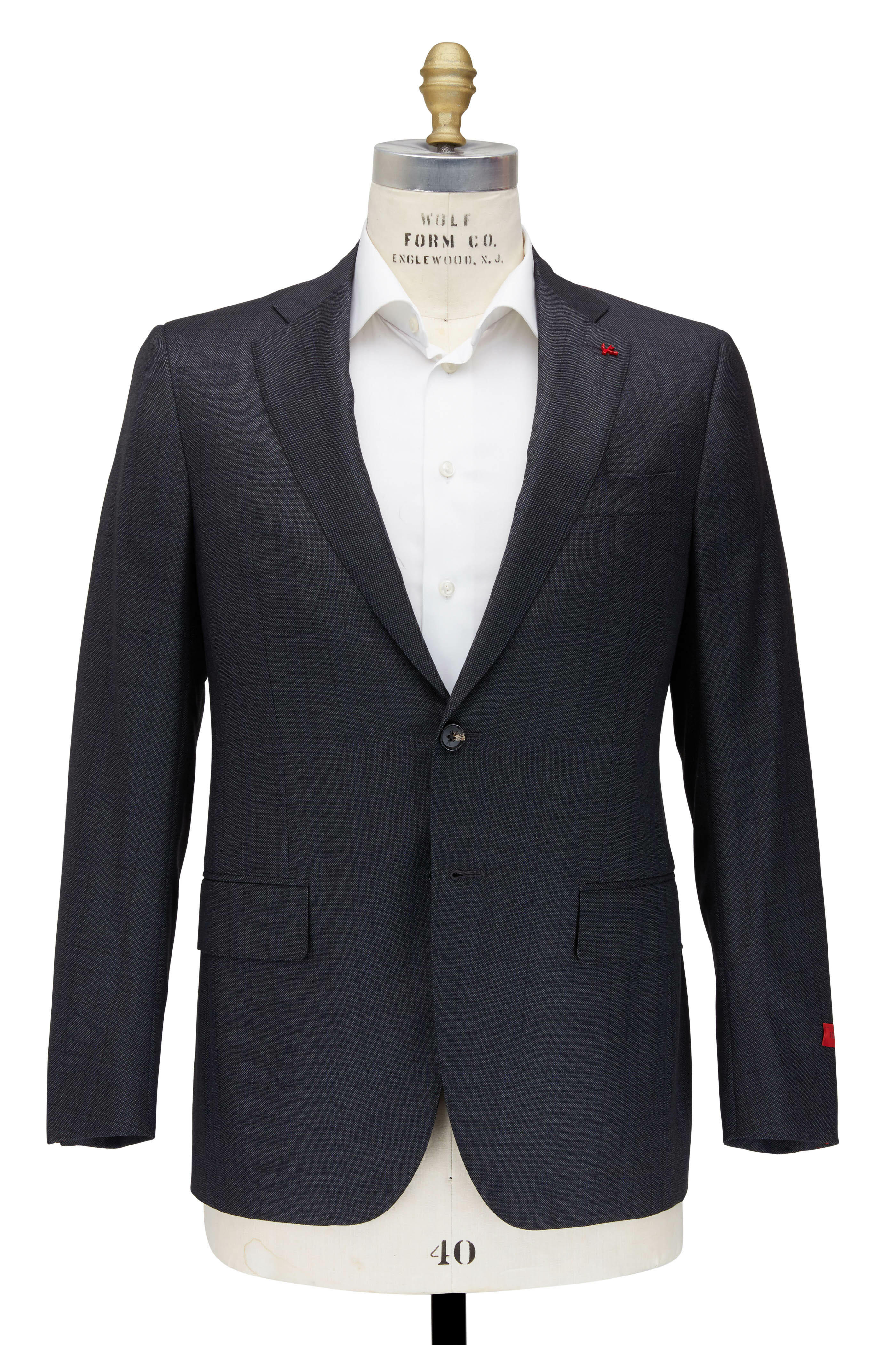 Isaia - Gray Nailhead Pattern & Plaid Wool Suit