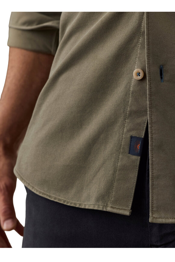 Faherty Brand Costa Pique Olive Ridge Button Down Shirt - view 5